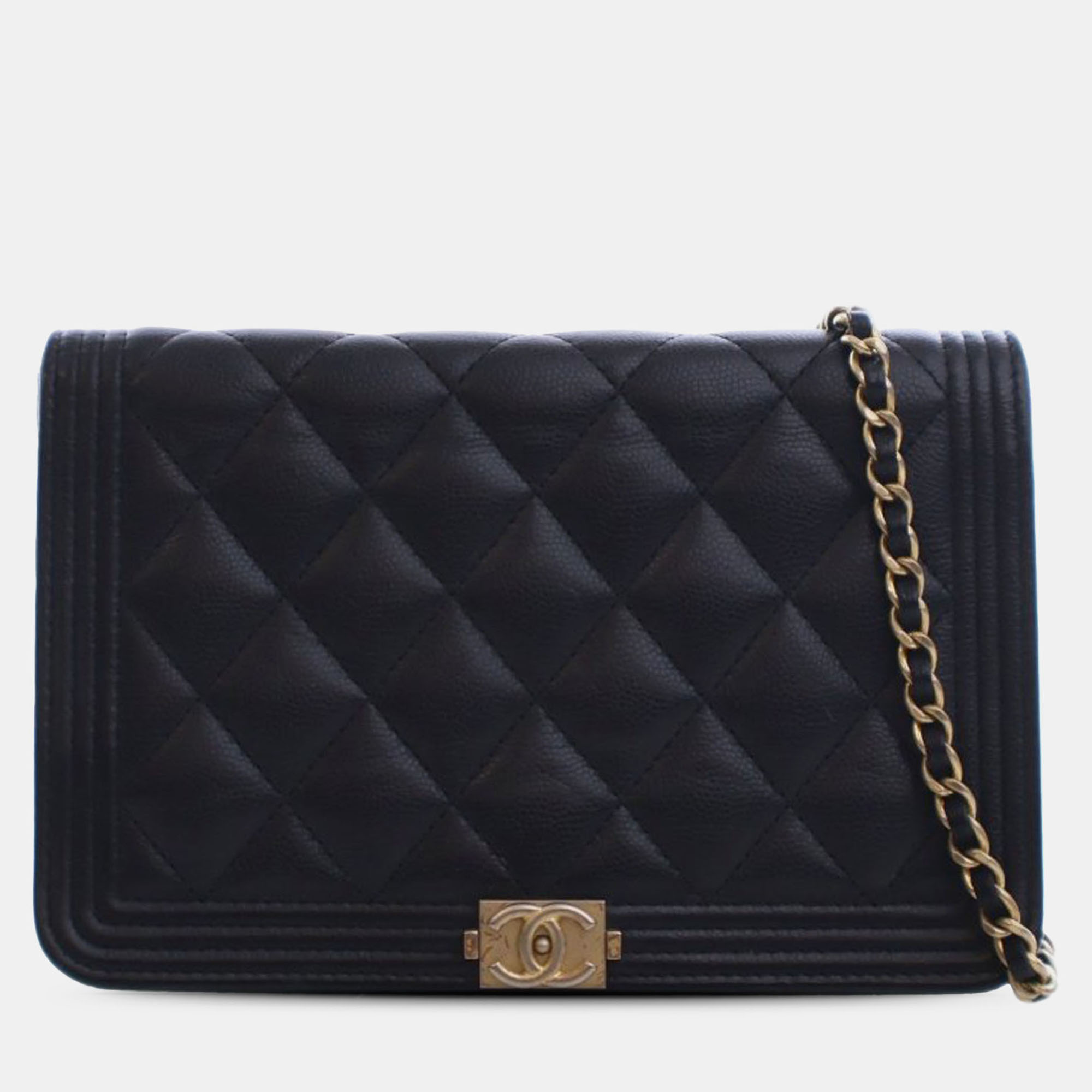 

Chanel Black Quilted Caviar Boy Wallet on Chain