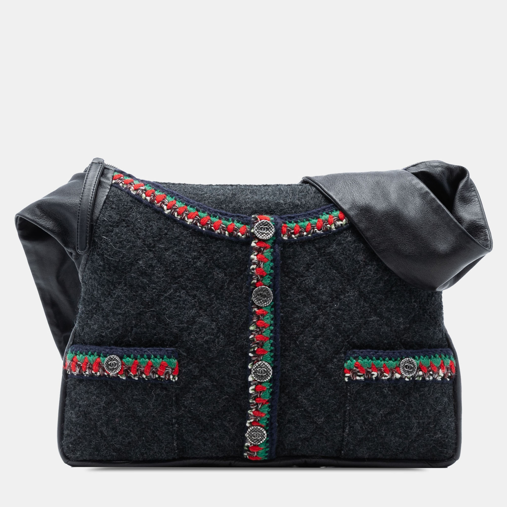 

Chanel Black Quilted Wool and Lambskin Girl Bag