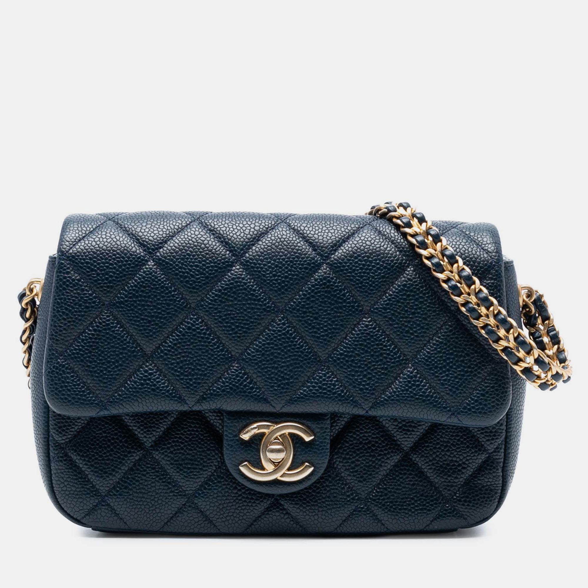 

Chanel Blue Mini Quilted Caviar Chain Soul Flap