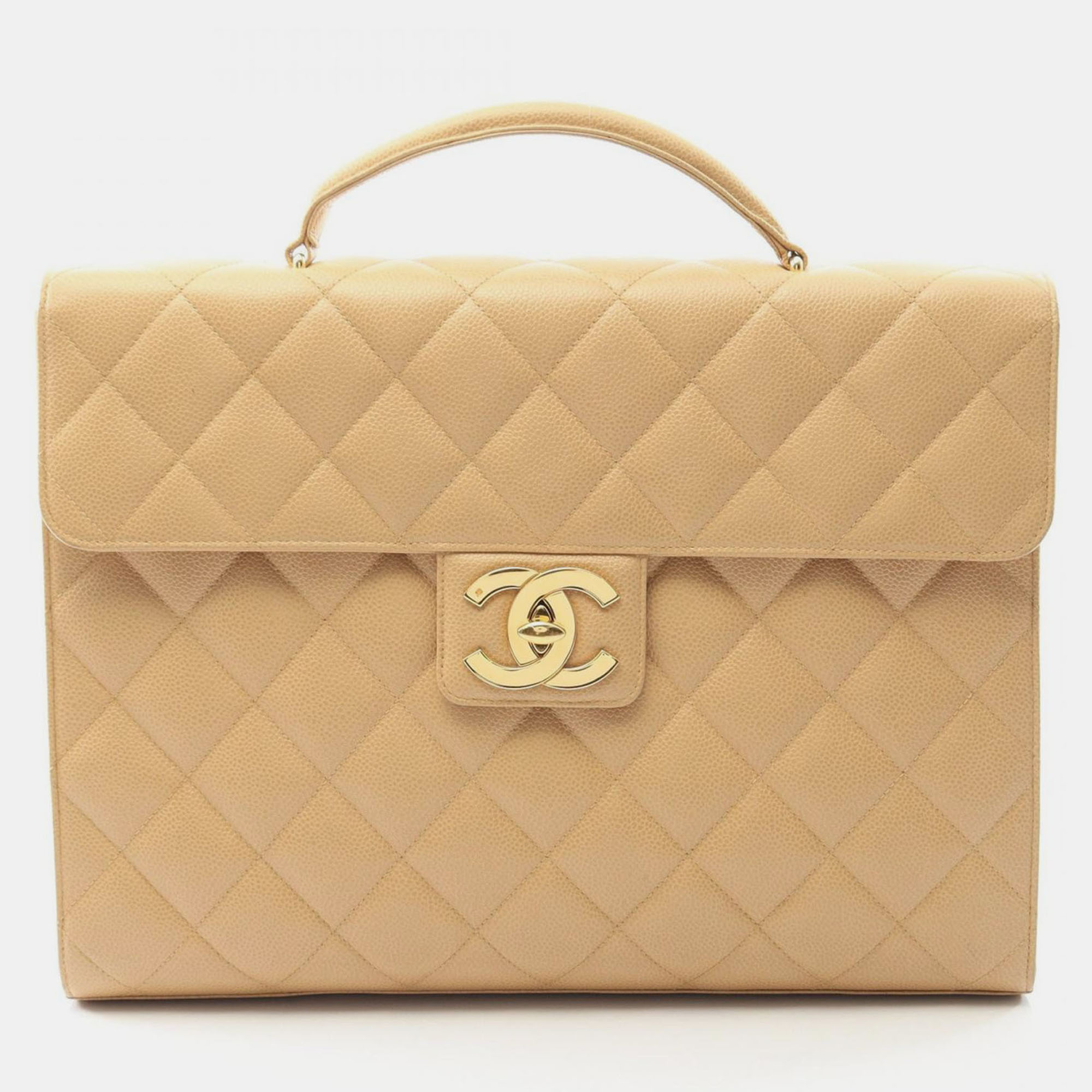 

Chanel Matelasse Briefcase Business Bag Calfskin Leather Ghw Beige Cc