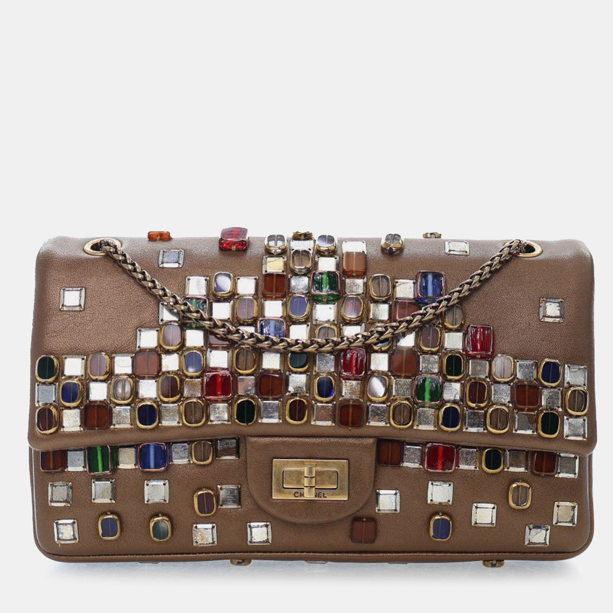 

Chanel Brown Paris Byzance Gripoix Bijoux Reissue 2.55 Calfskin Single Flap 225