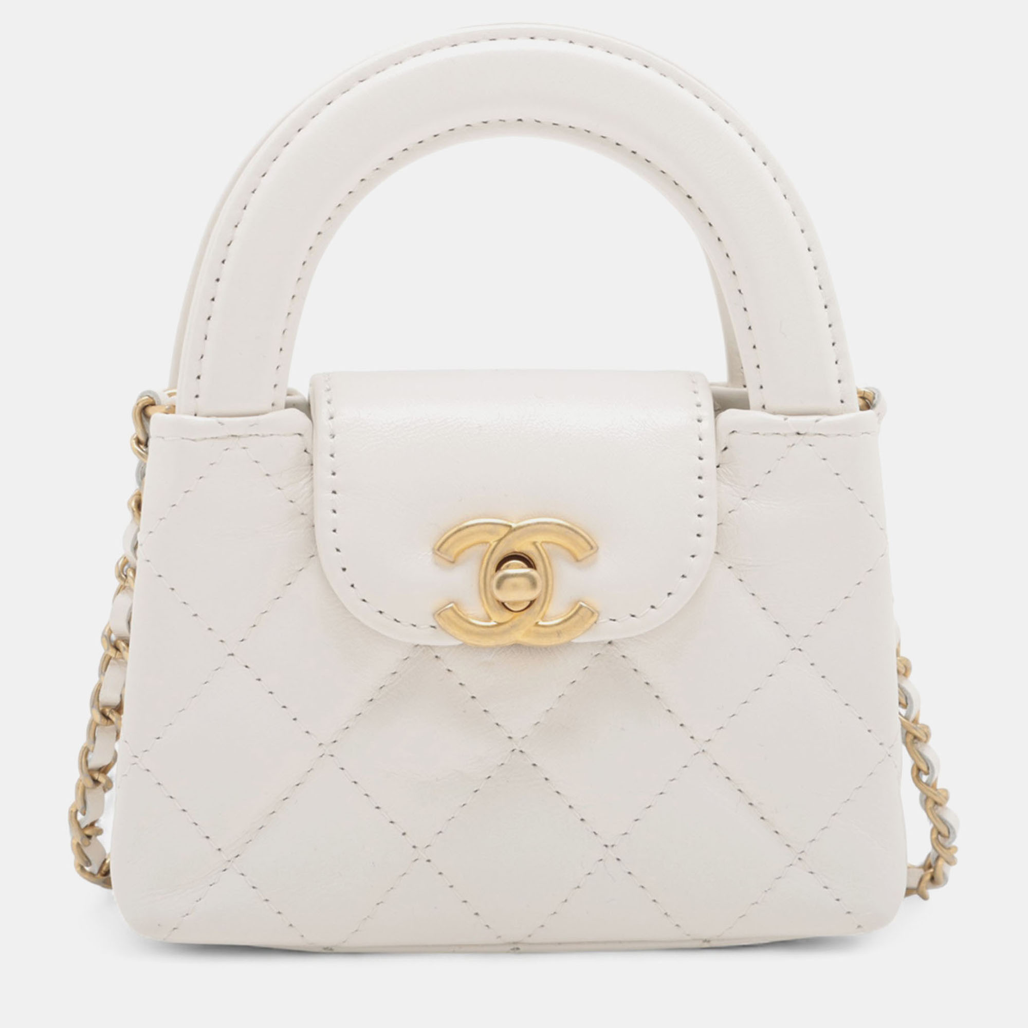 

Chanel White Nano Aged Calfskin Kelly Shopper Bag