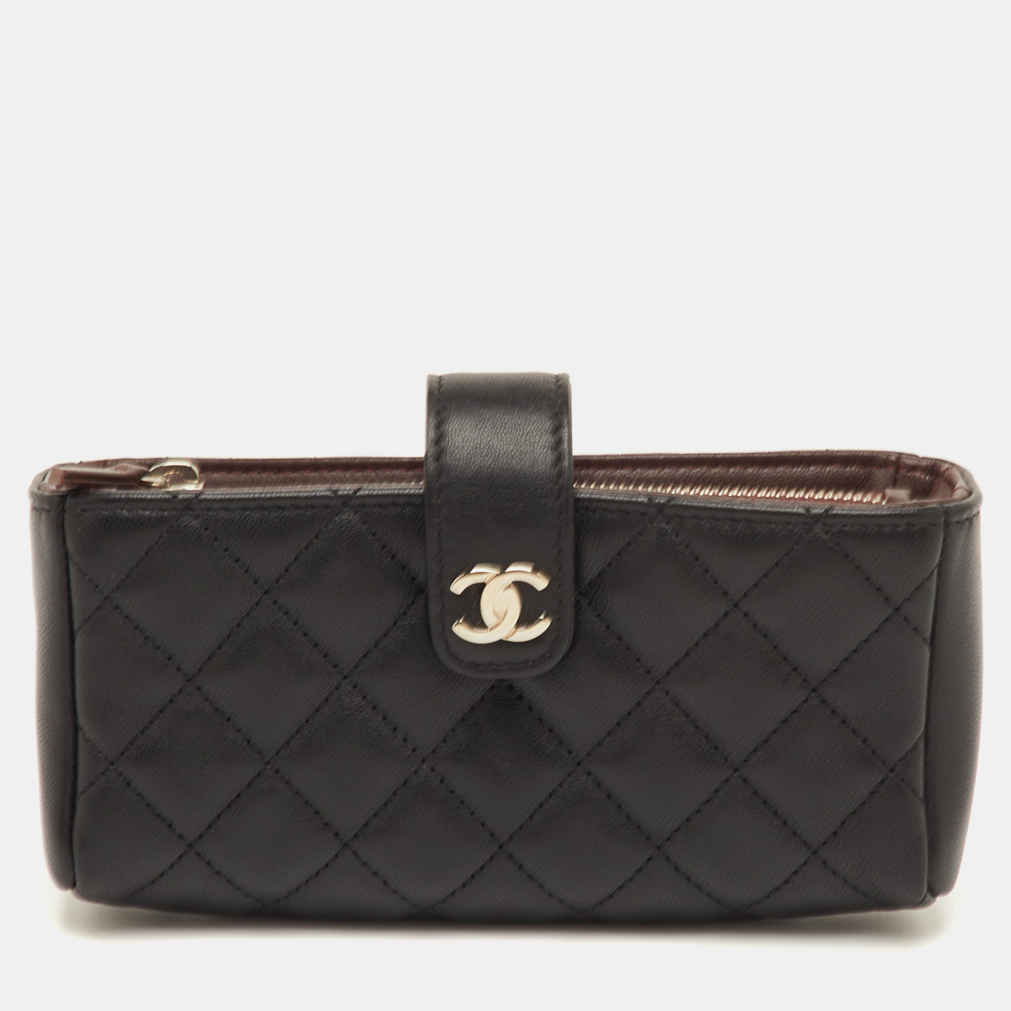 

Chanel CC Black Quilted Leather Pouch Clutch