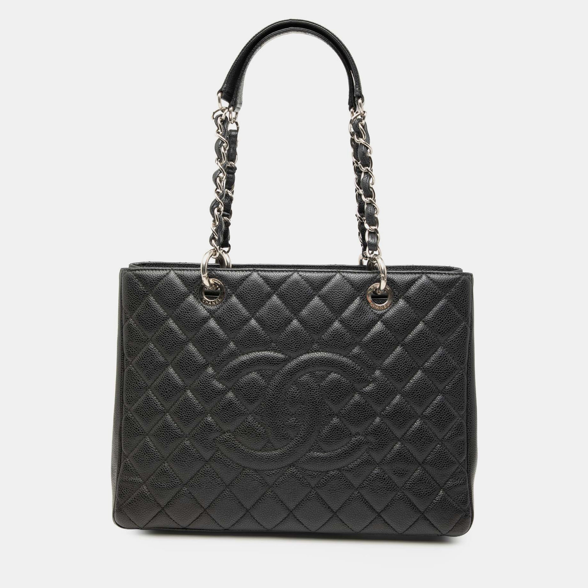Pre-owned Chanel Black Caviar Grand Shopping Tote