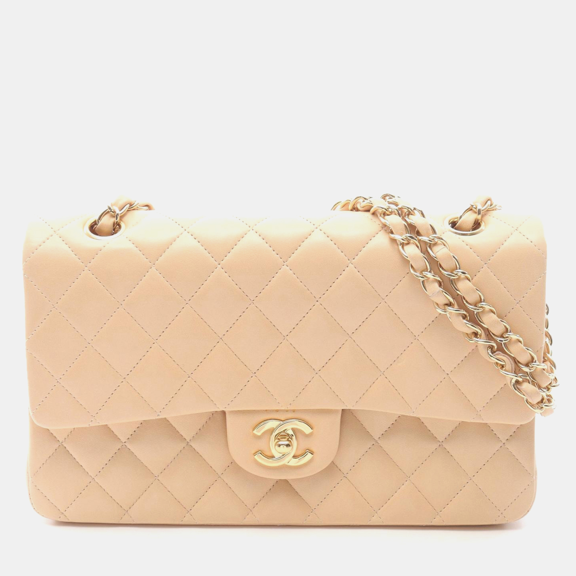 

Chanel Classic Double Flap Beige Leather Shoulder Bag