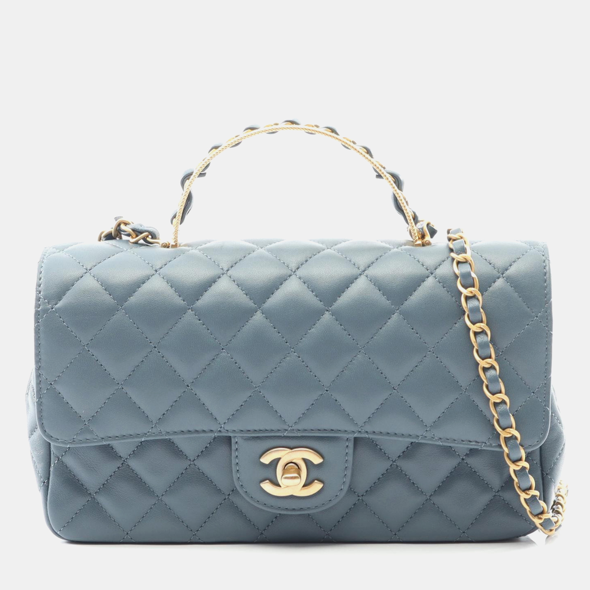 

Chanel Flap Leather Top Handle Shoulder Bag, Blue