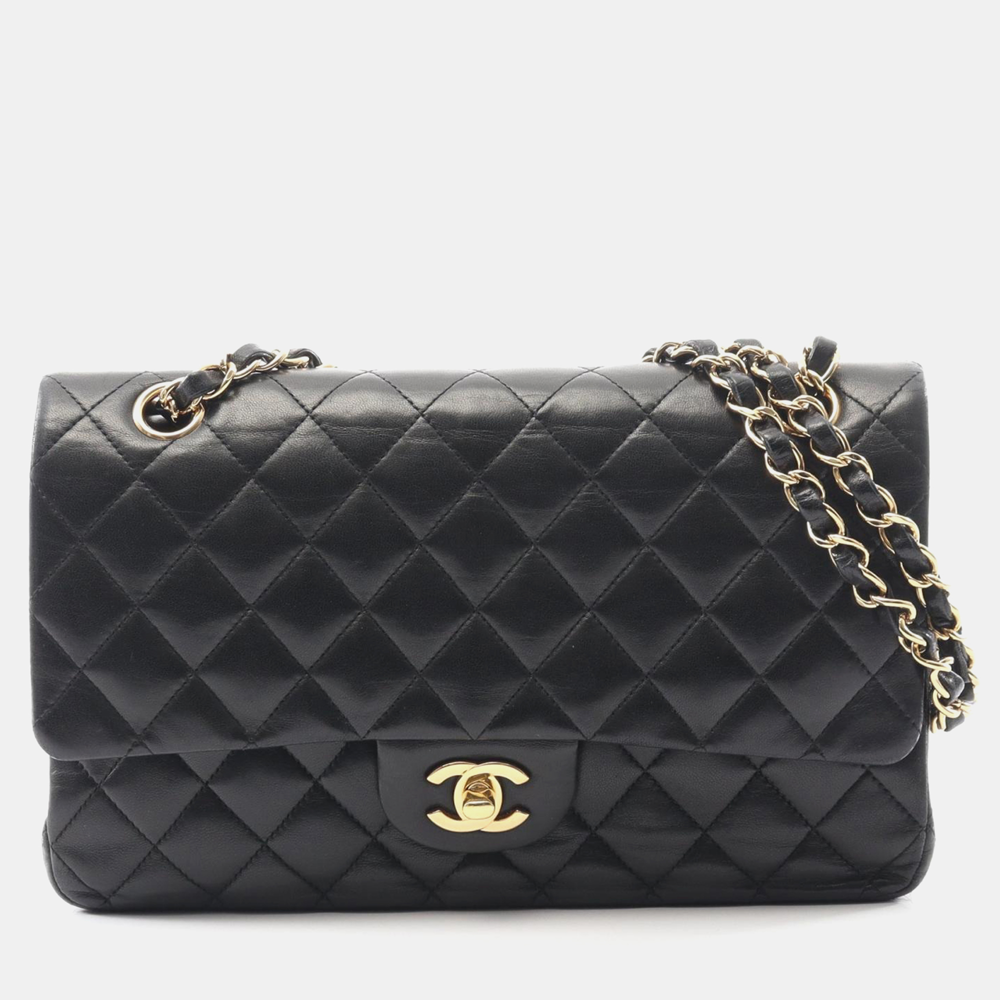 

Chanel Classic Double Flap Black Leather Shoulder Bag