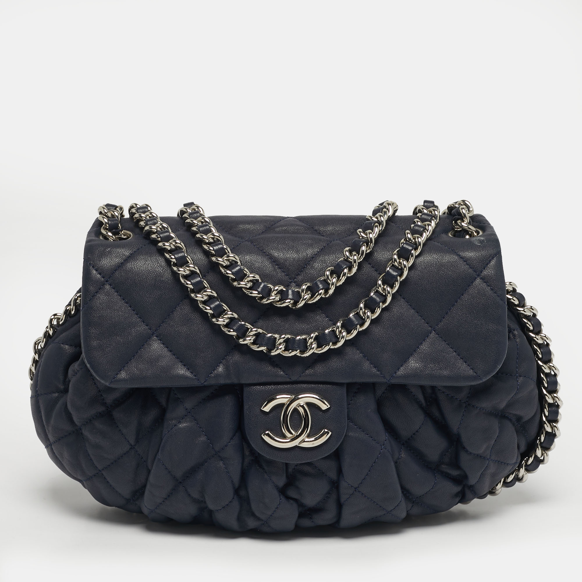 

Chanel Chain Around Navy Blue Quilted Leather Bag