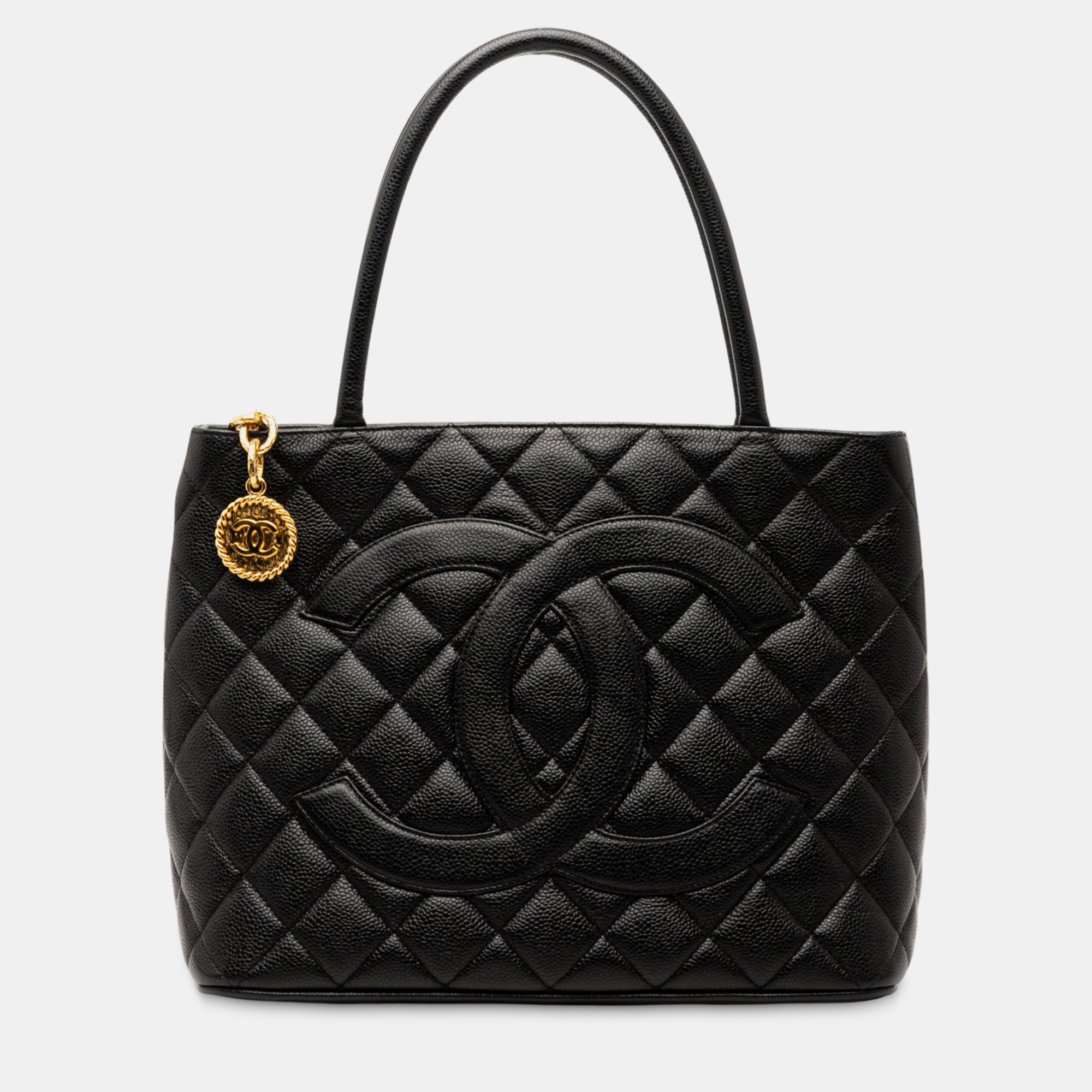 Click to view more detailed imagery on our partner's website Pre-owned Chanel Black Caviar Medallion Tote