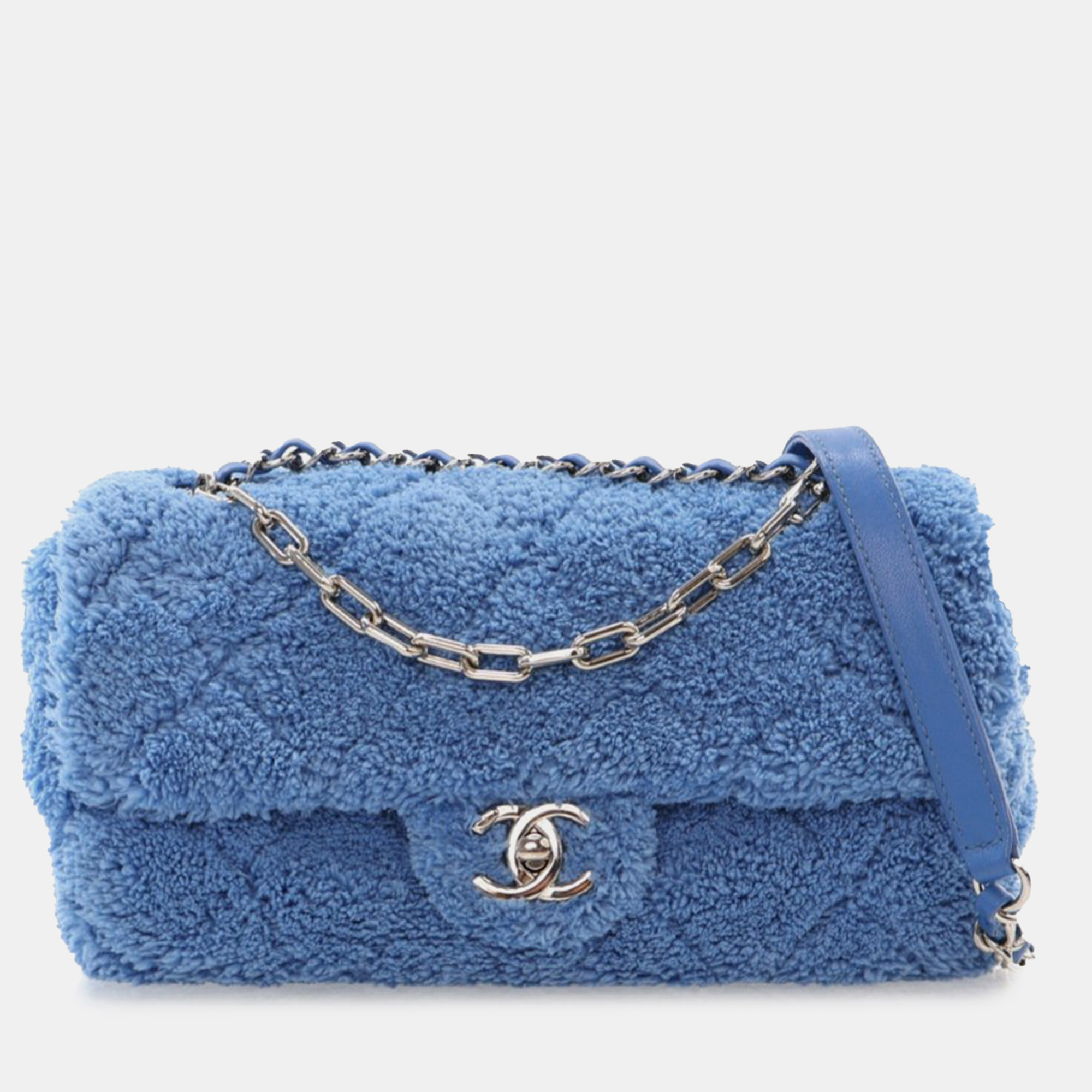 

Chanel Blue Medium Quilted Terry Cloth Coco Beach Flap
