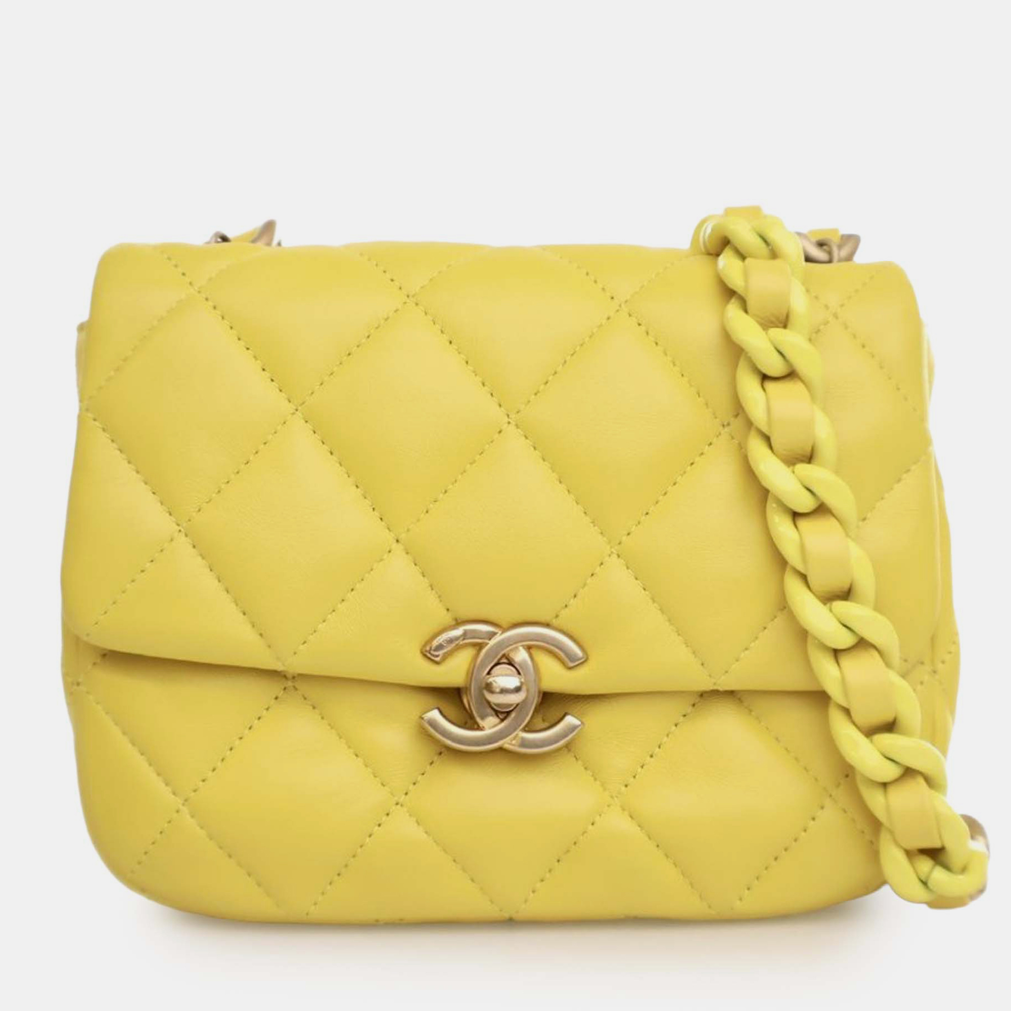

Chanel Yellow Mini Quilted Lambskin Candy Chain Flap