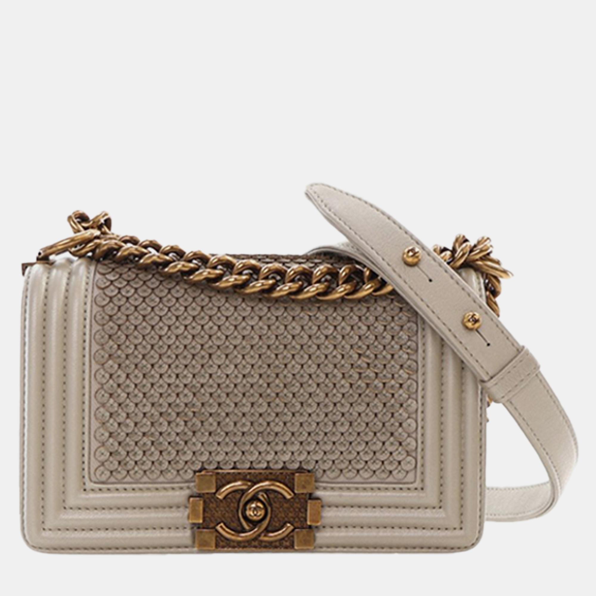 

Chanel Gold Small Scaled Lambskin Boy Flap