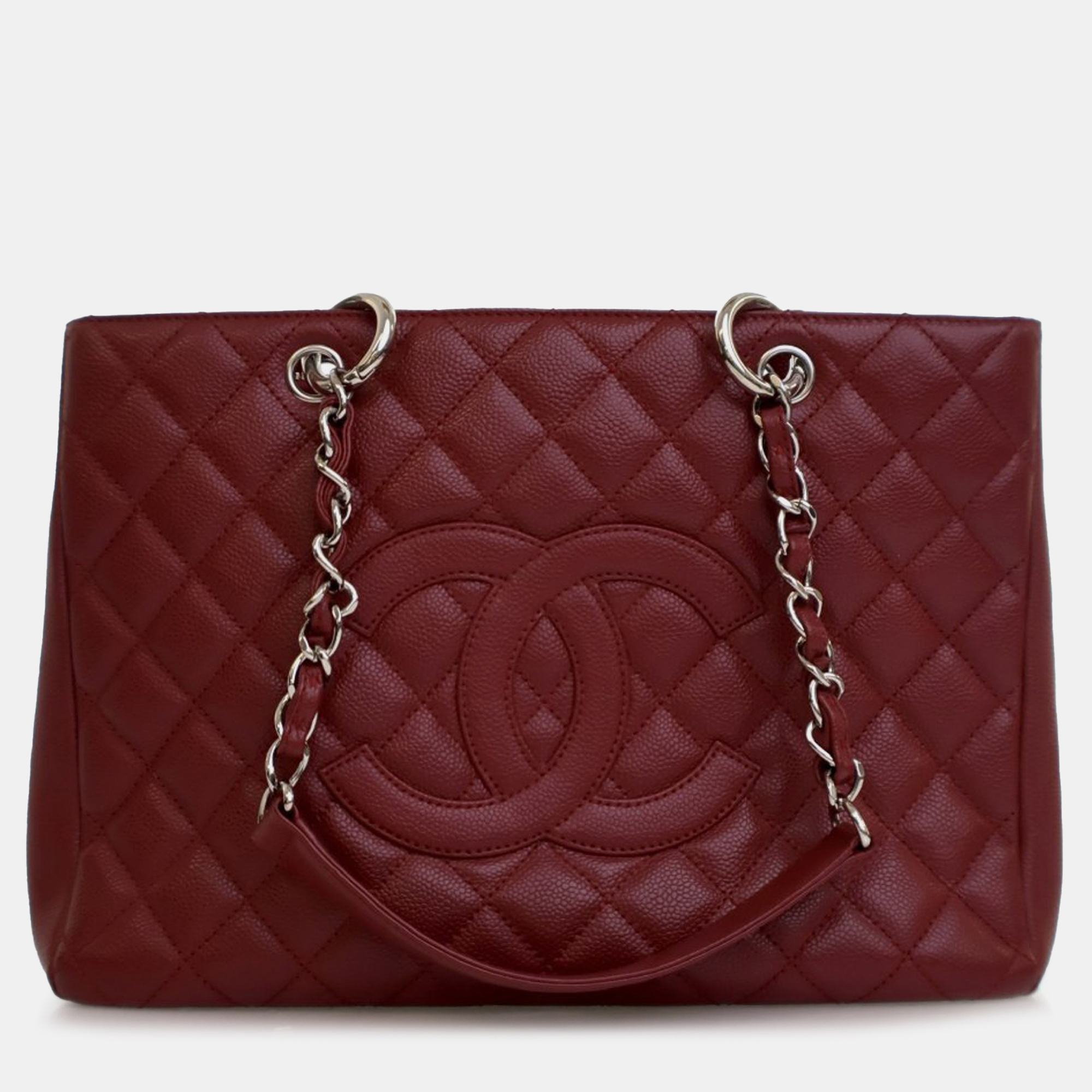 Click to view more detailed imagery on our partner's website Pre-owned Chanel Red Caviar Grand Shopping Tote