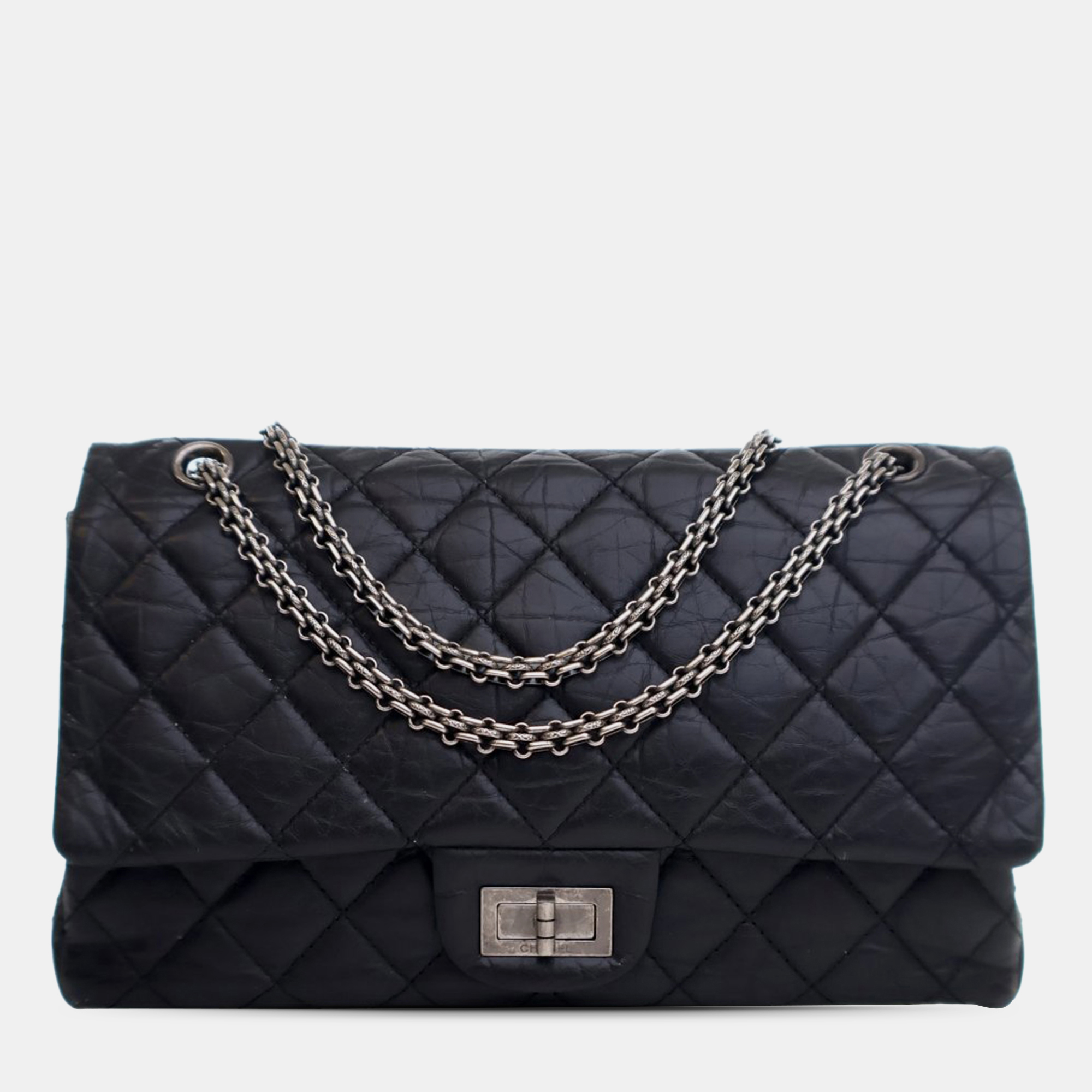 

Chanel Black Reissue 2.55 Aged Calfskin Double Flap 227