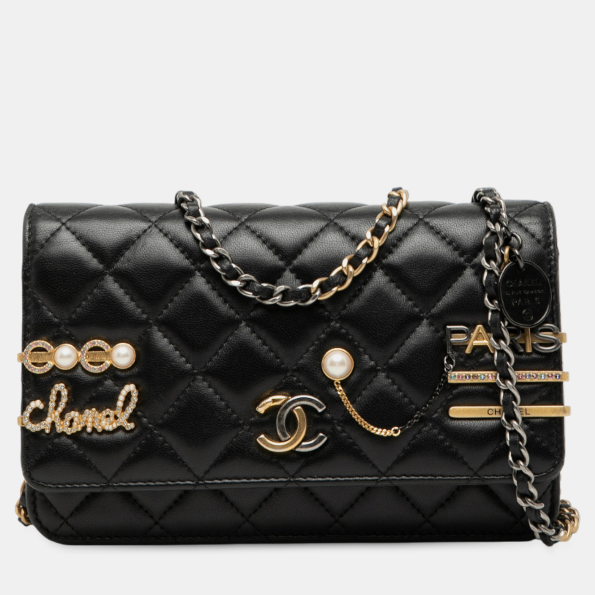 

Chanel Black CC Quilted Lambskin Coco Clips Wallet on Chain