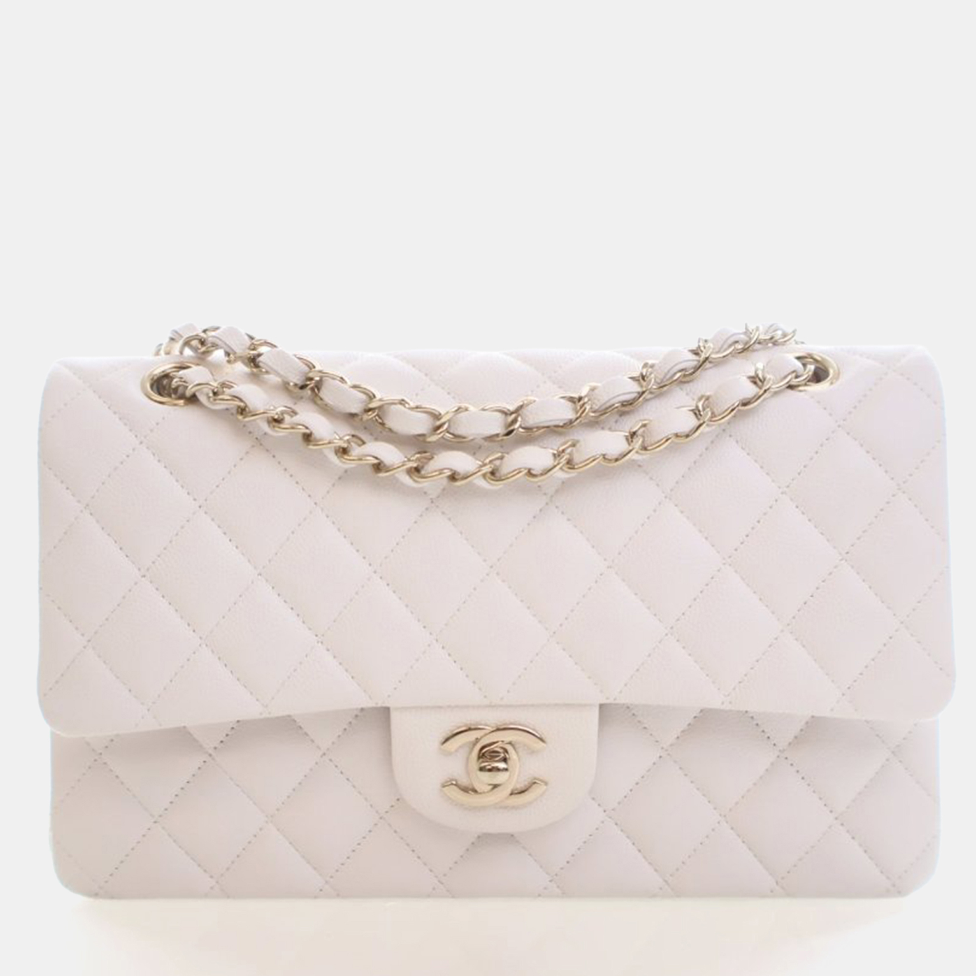 

Chanel Medium Caviar Classic Double Flap Bag, White