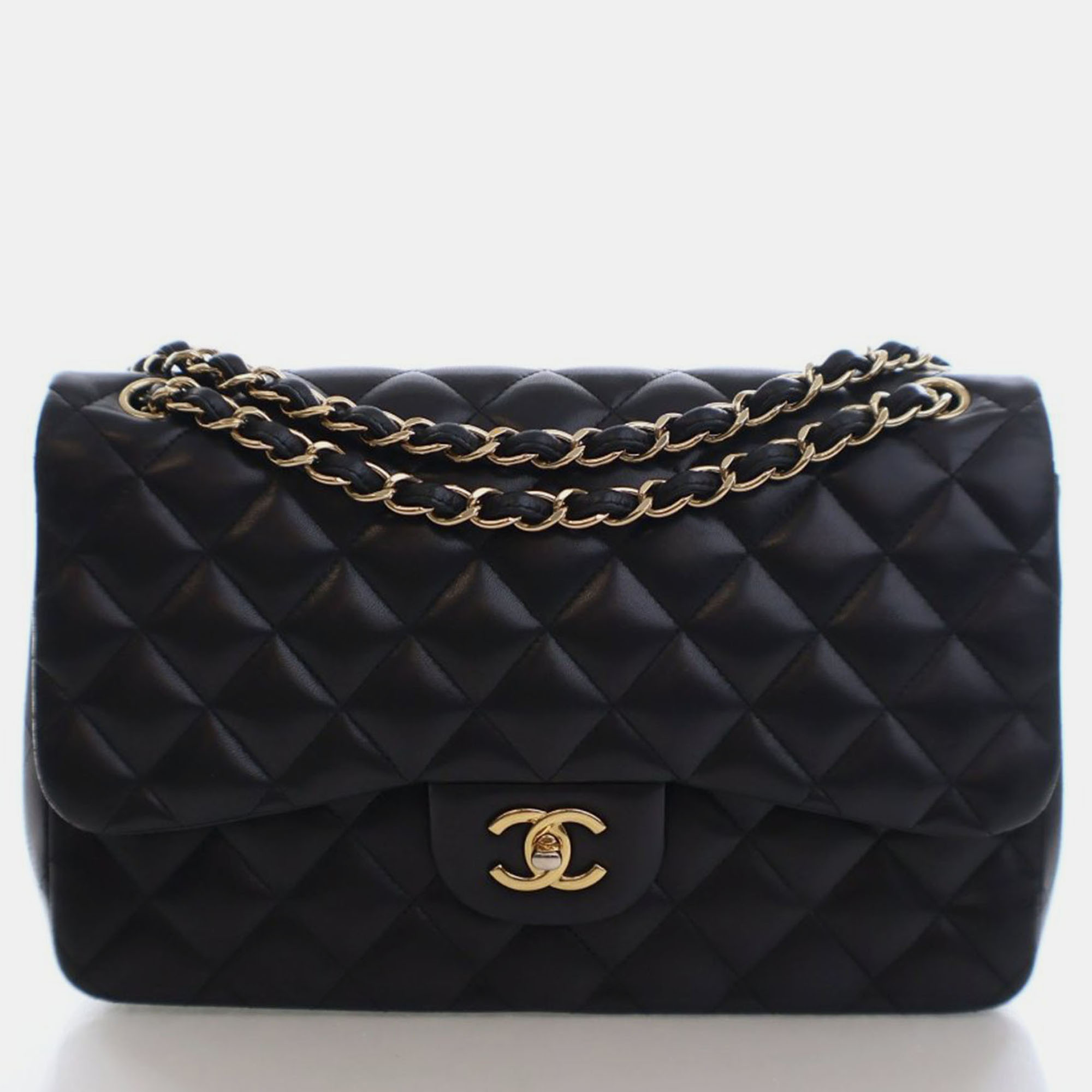 

Chanel Jumbo Lambskin Classic Double Flap Bag, Black