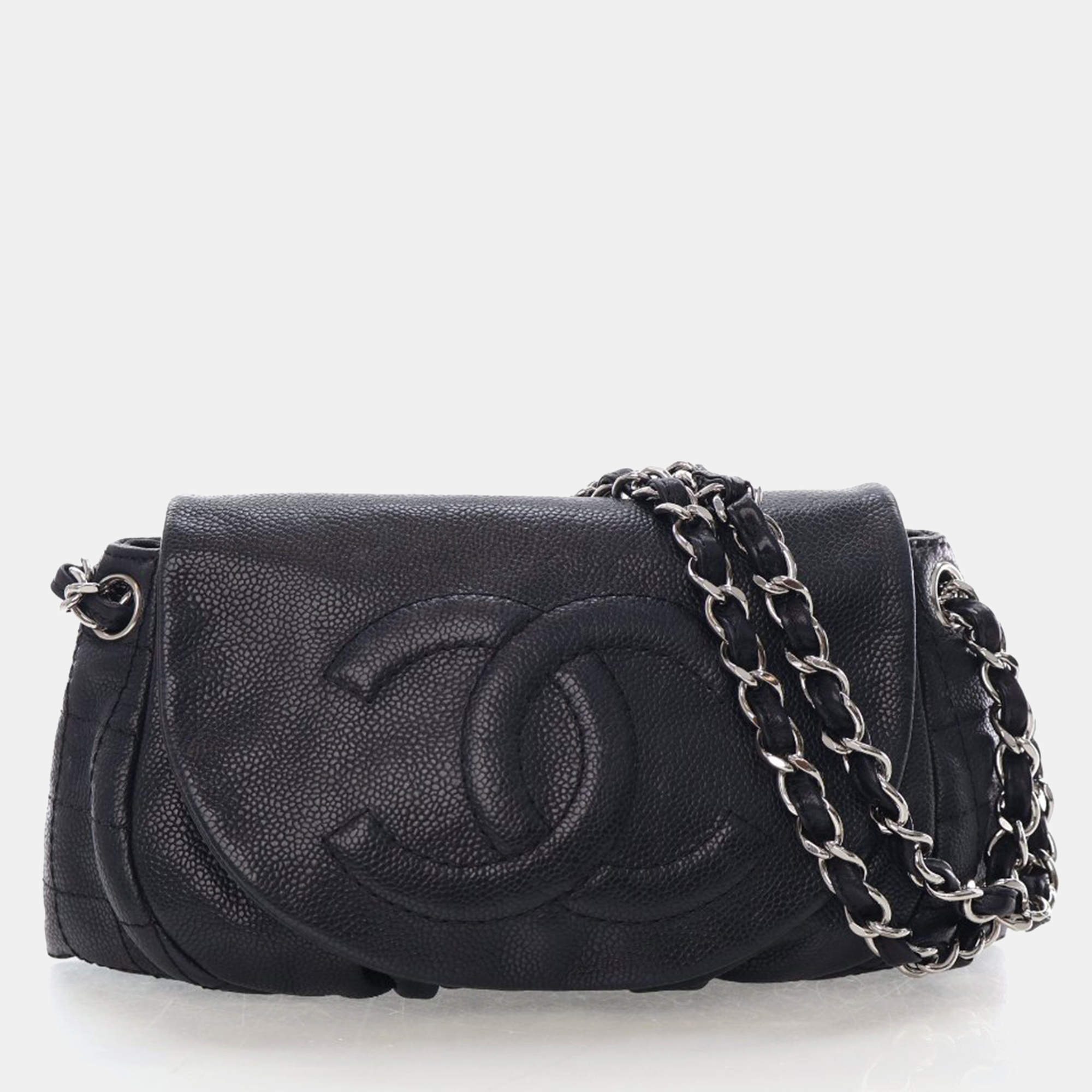 

Chanel Black Caviar Half Moon Shoulder Bag