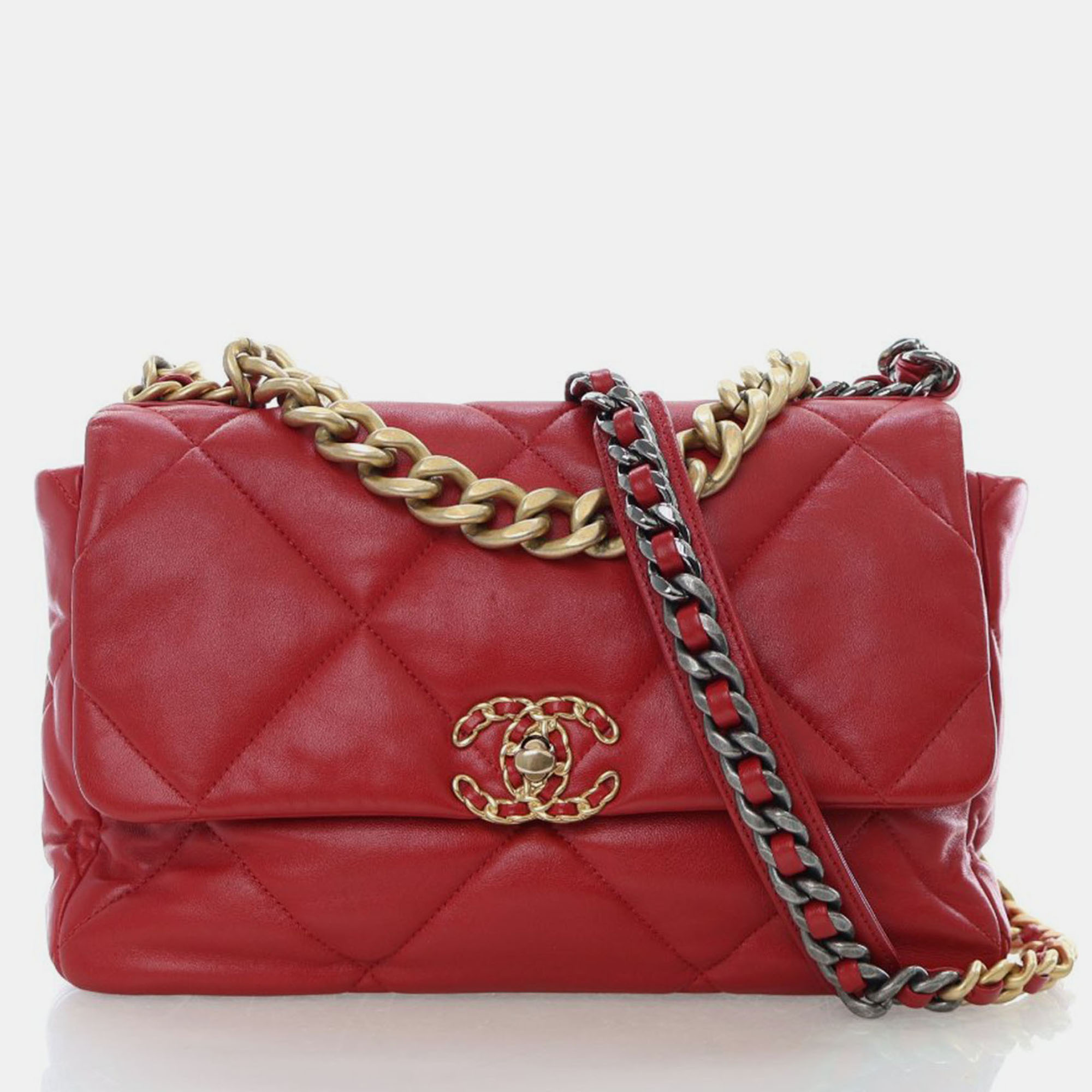 

Chanel Medium Lambskin 19 Flap Bag, Red