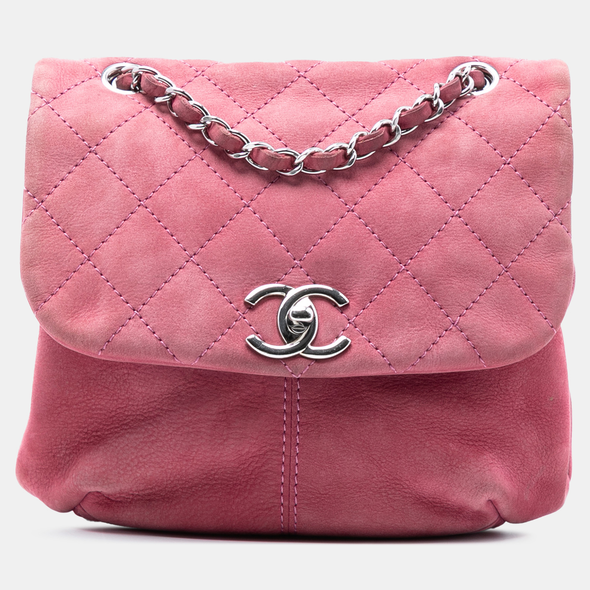 

Chanel Pink Mini Quilted Nubuck Trianon Messenger Flap