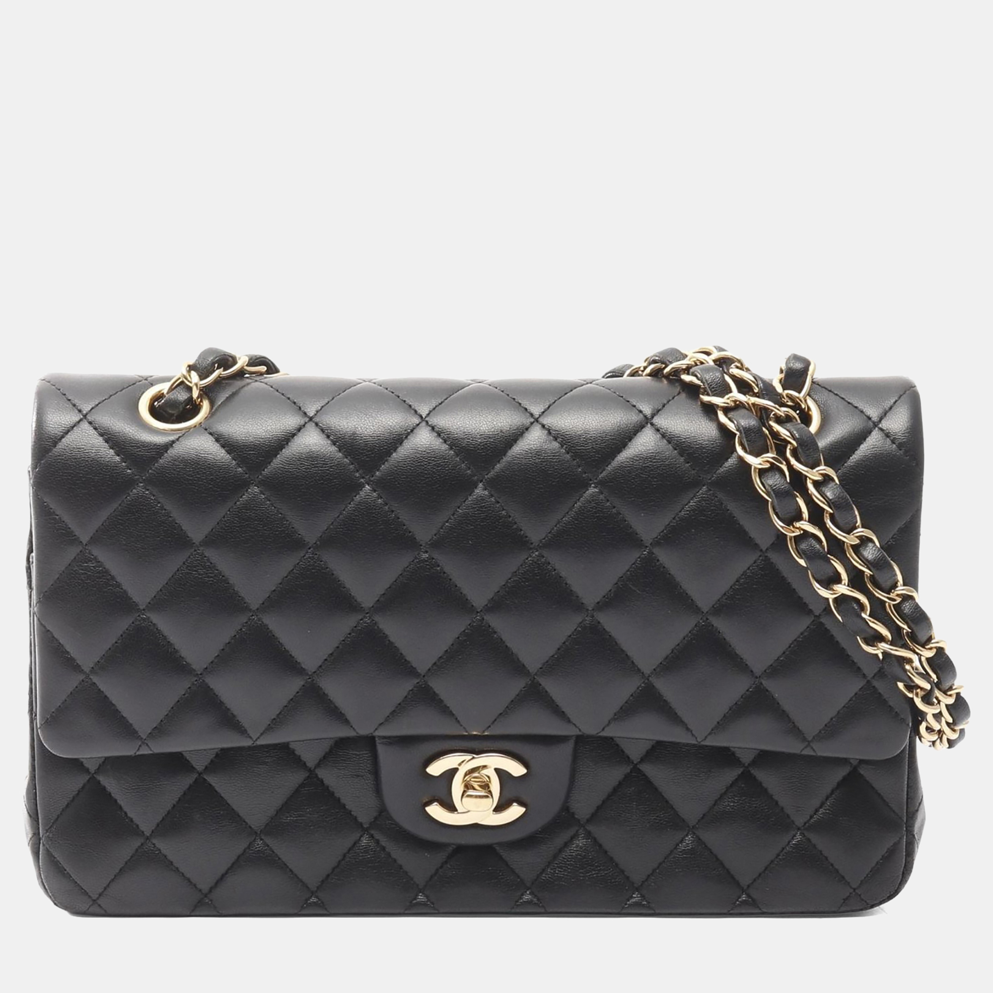 

Chanel Classic Double Flap Black Lambskin Leather Shoulder Bag