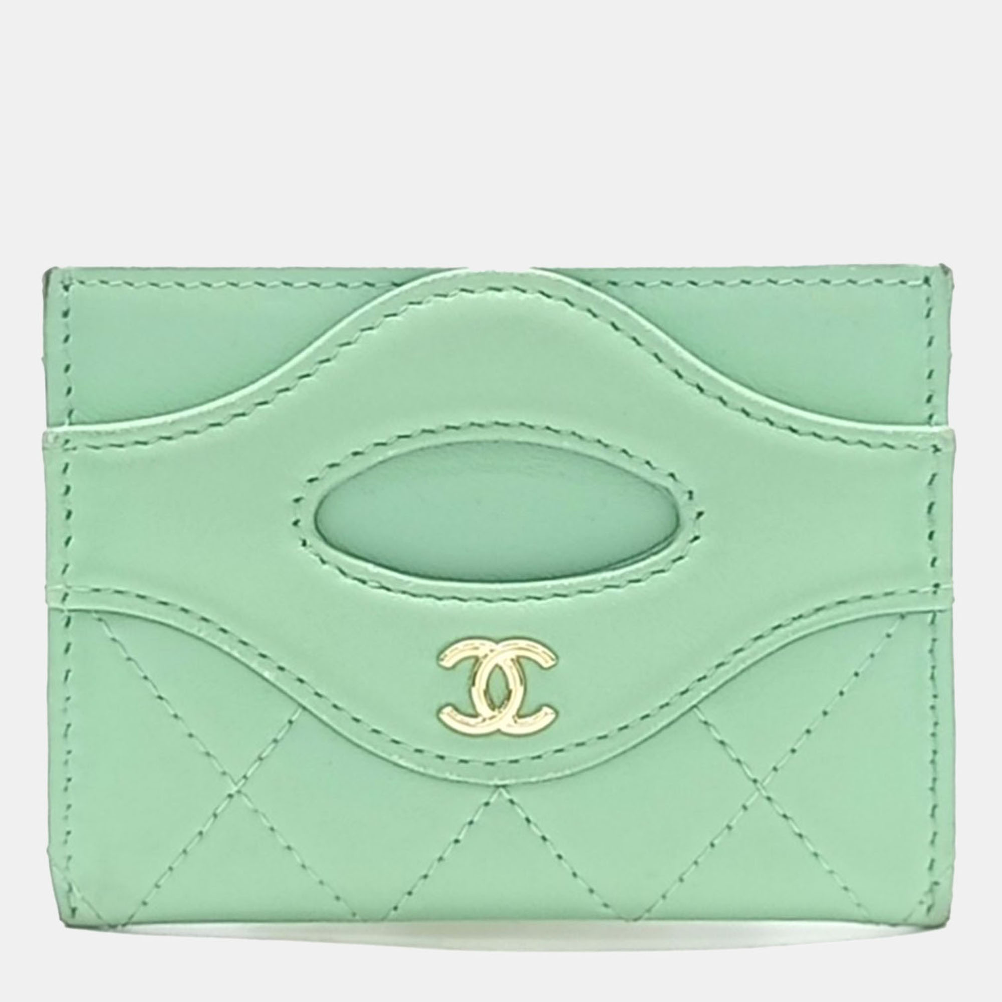 Pre-owned Chanel Mint Green 31 Card Wallet