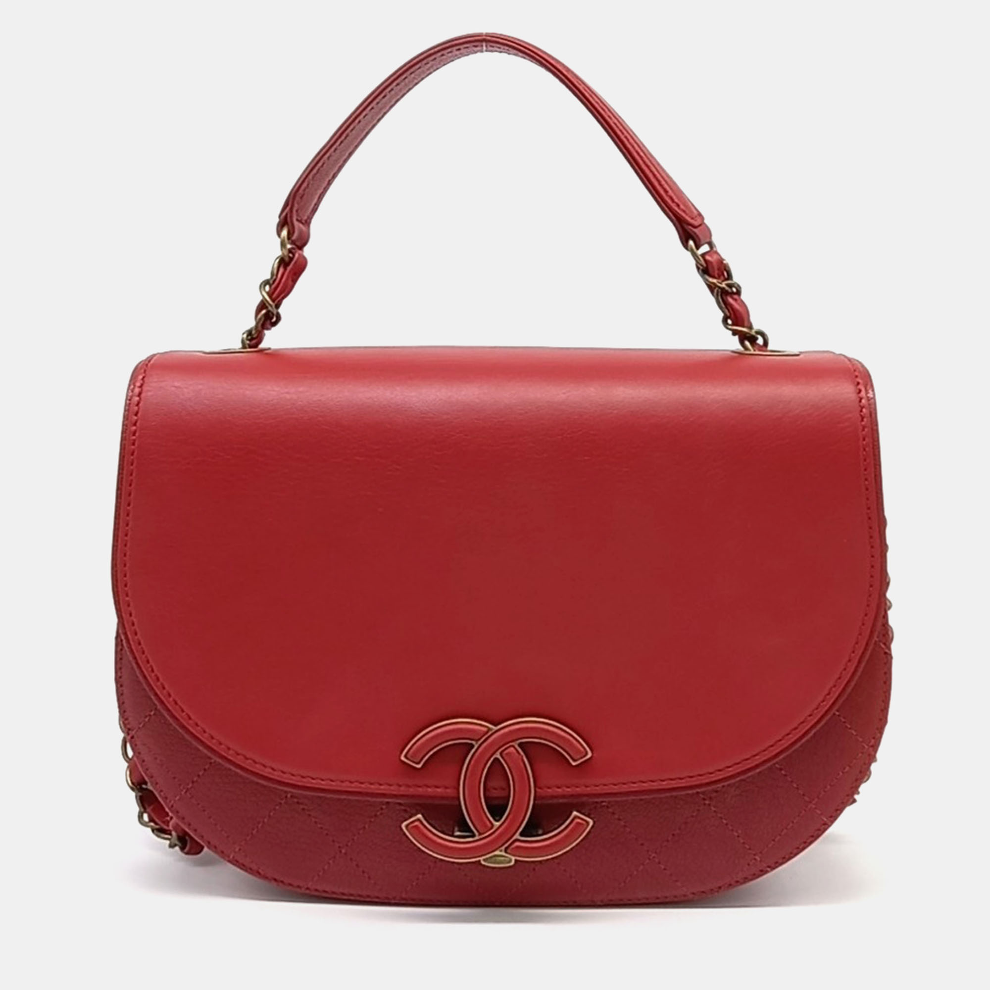 

Chanel Red Leather Curve Messenger Tote and Crossbody Bag