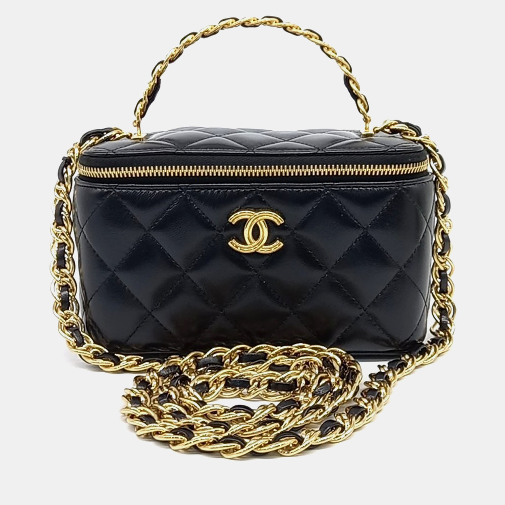 

Chanel Black Leather Top Handle Vanity Crossbody Bag