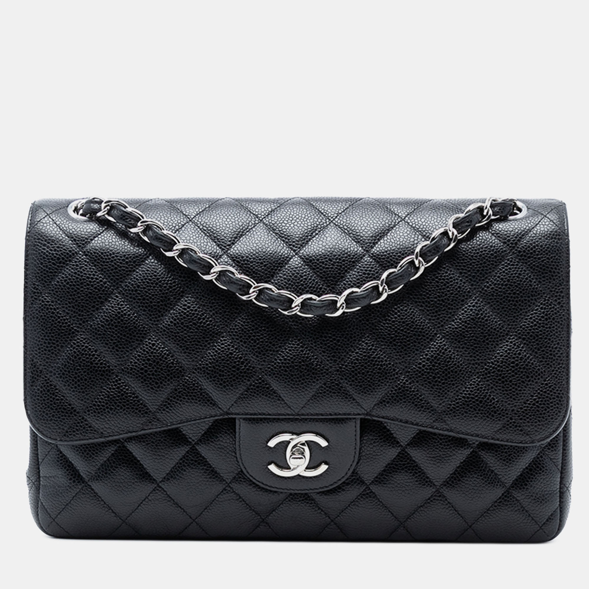 

Chanel Black Jumbo Classic Caviar Double Flap
