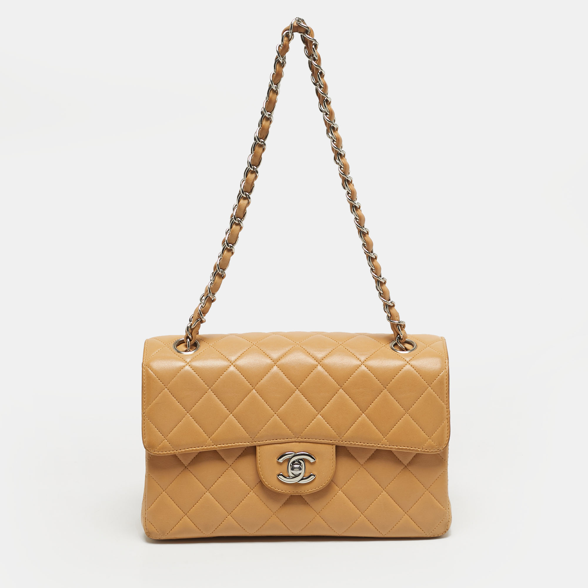 

Chanel Double Sided Classic Beige Small Quilted Leather Flap Bag