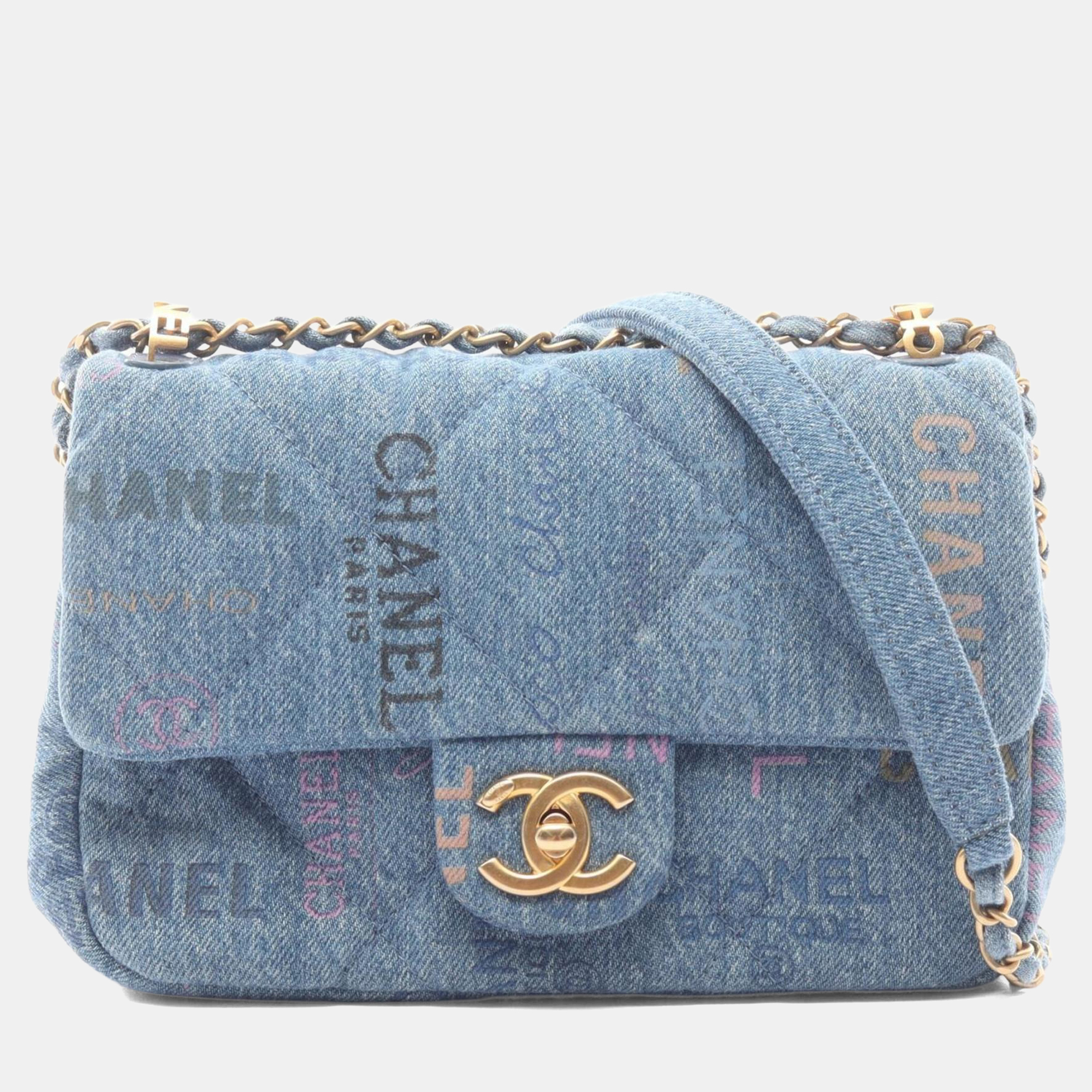 

Chanel Matelasse Small Flap Bag Shoulder Denim Blue Multicolor