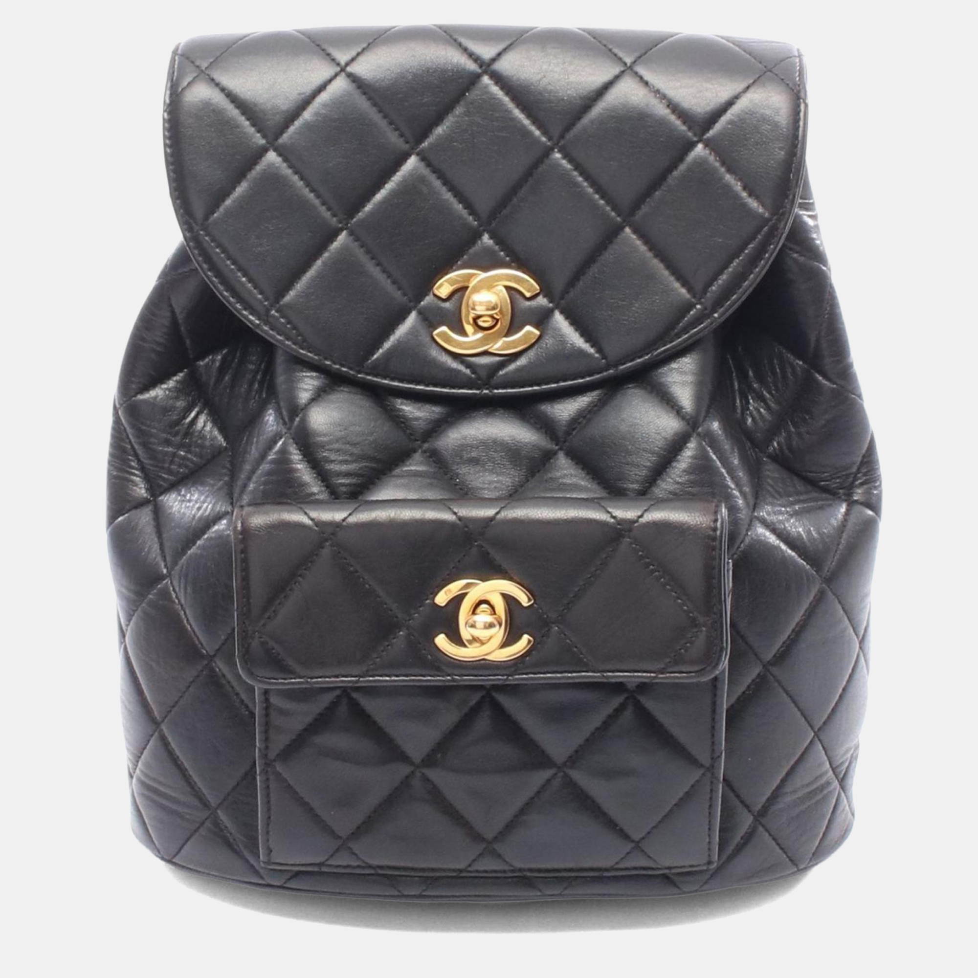 

Chanel Matelasse Backpack Bag In Lambskin Leather Black