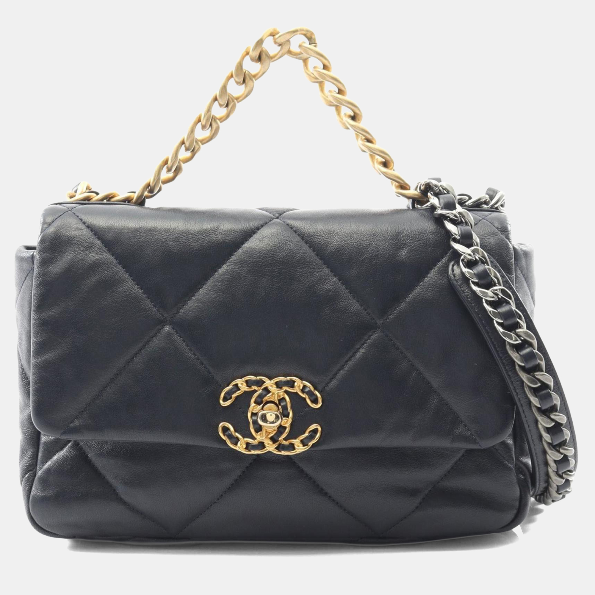 

Chanel 19 Disneuf Matelasse Shoulder Bag In Lambskin Navy Blue