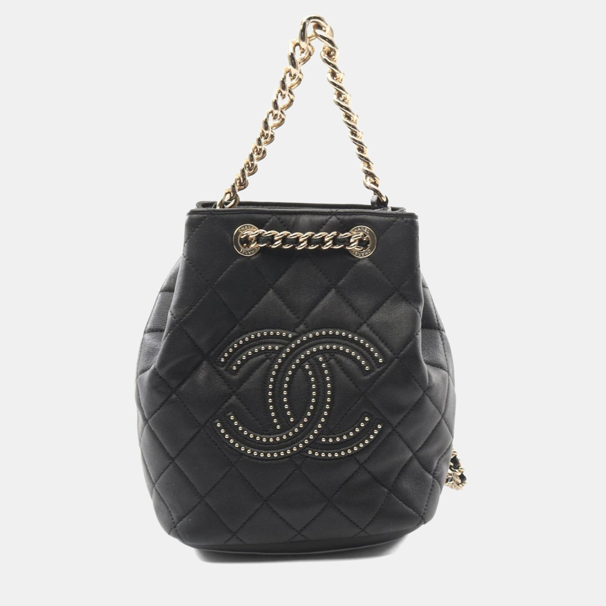 

Chanel Matelasse Studded Coco Mark Backpack Leather Black