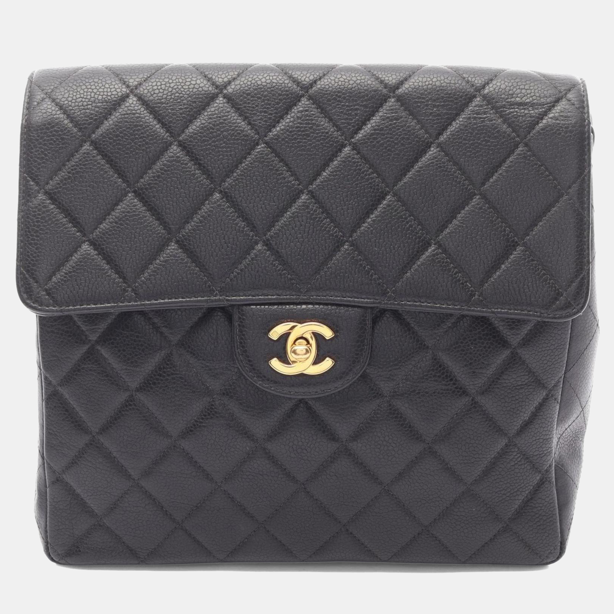 

Chanel Matelasse Backpack Bag In Calfskin Leather Black