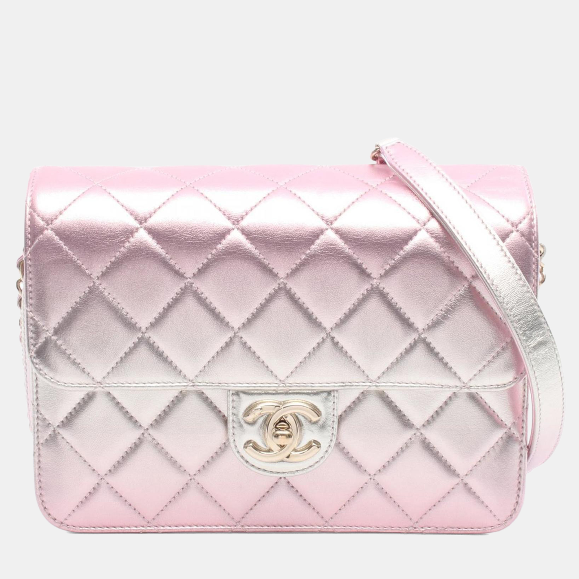 

Chanel Matelasse Shoulder Bag Lambskin Leather Pink And Gold
