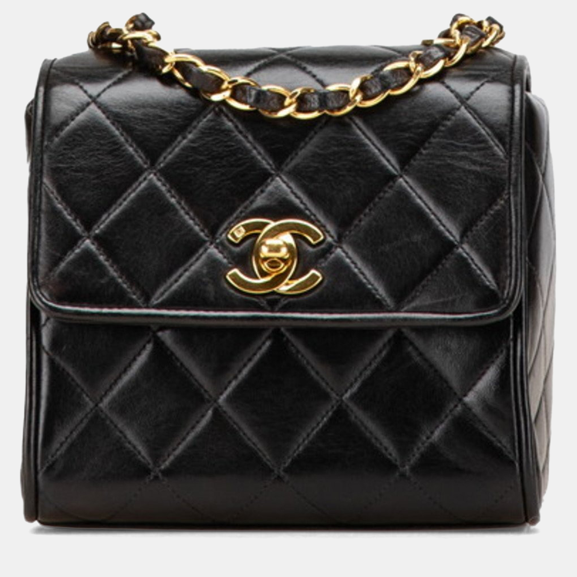 

Chanel Matelasse Coco Mark Chain Shoulder Bag In Black Lambskin