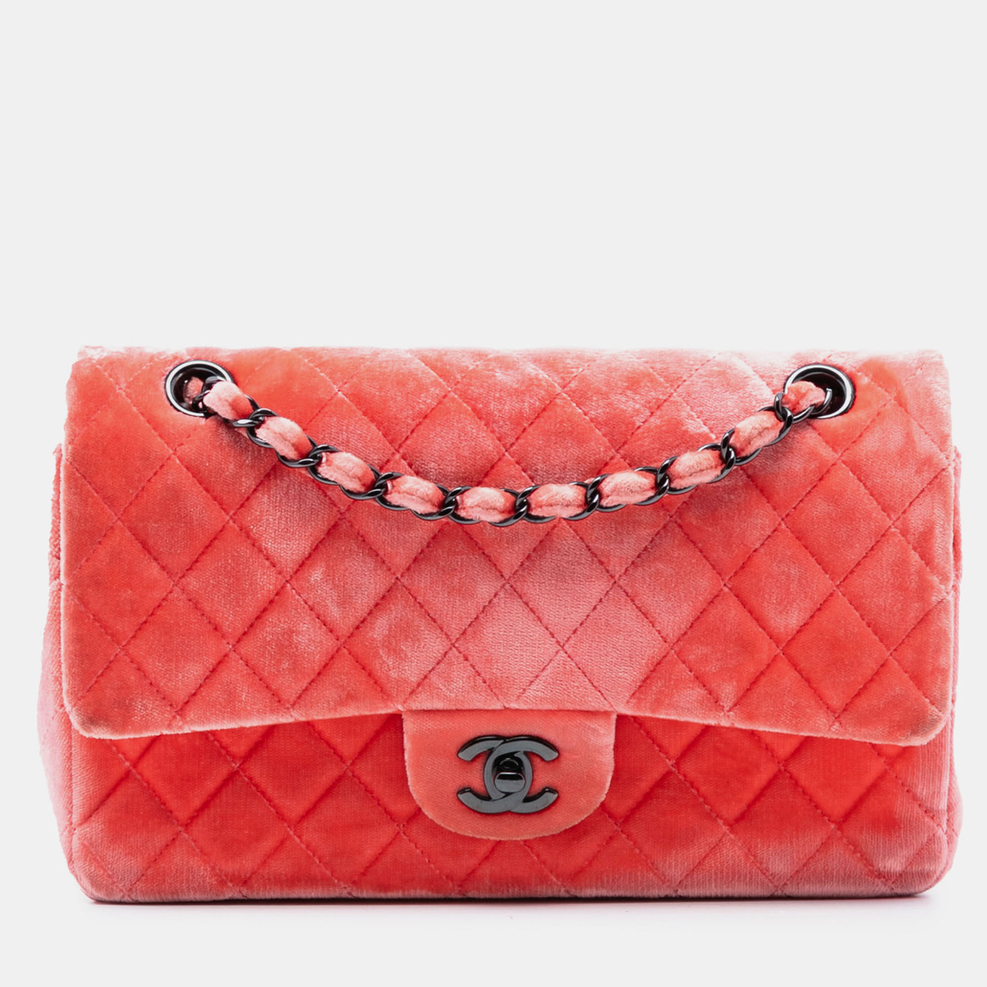 

Chanel Red Medium Classic Velvet Double Flap