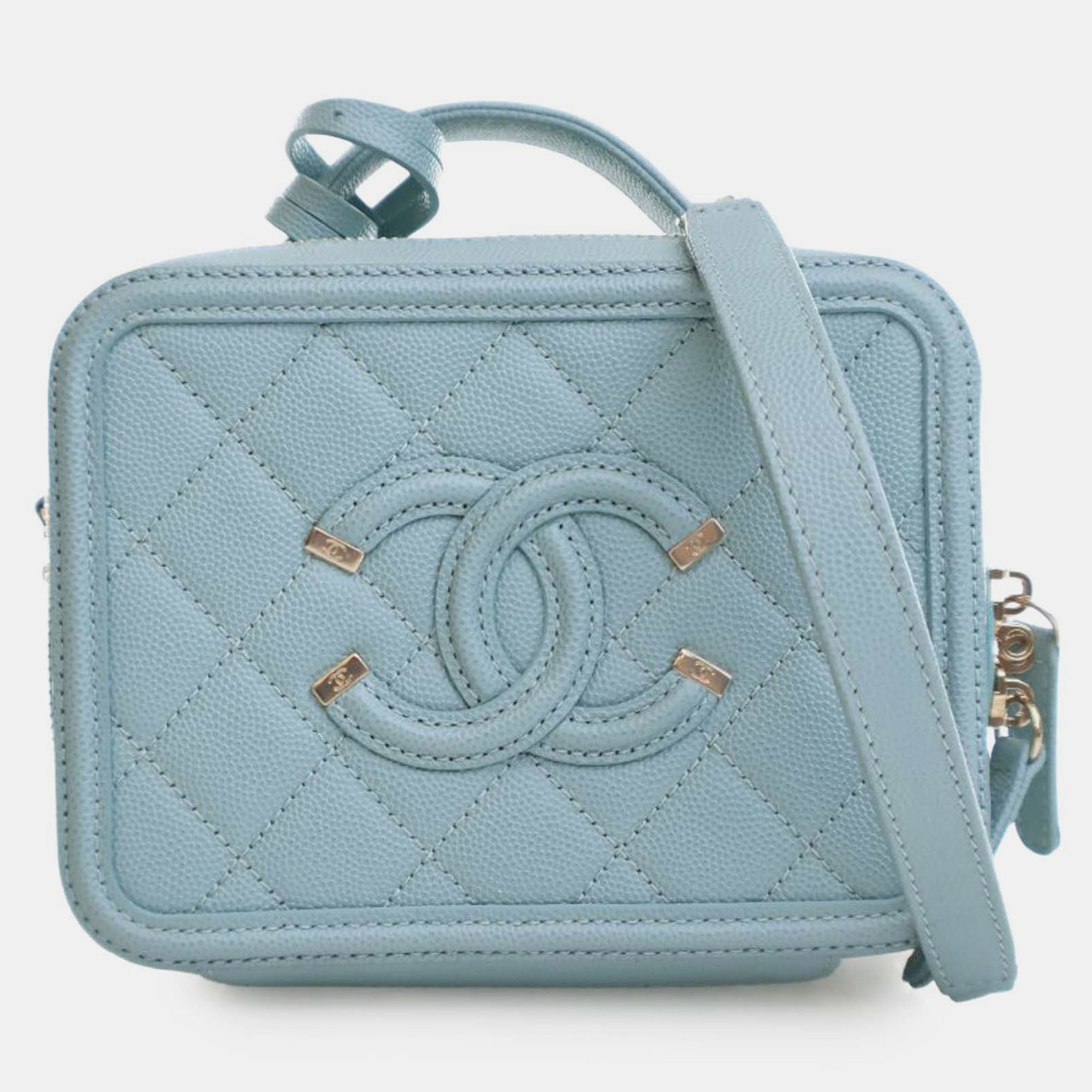 

Chanel Blue Small Caviar CC Filigree Vanity Case