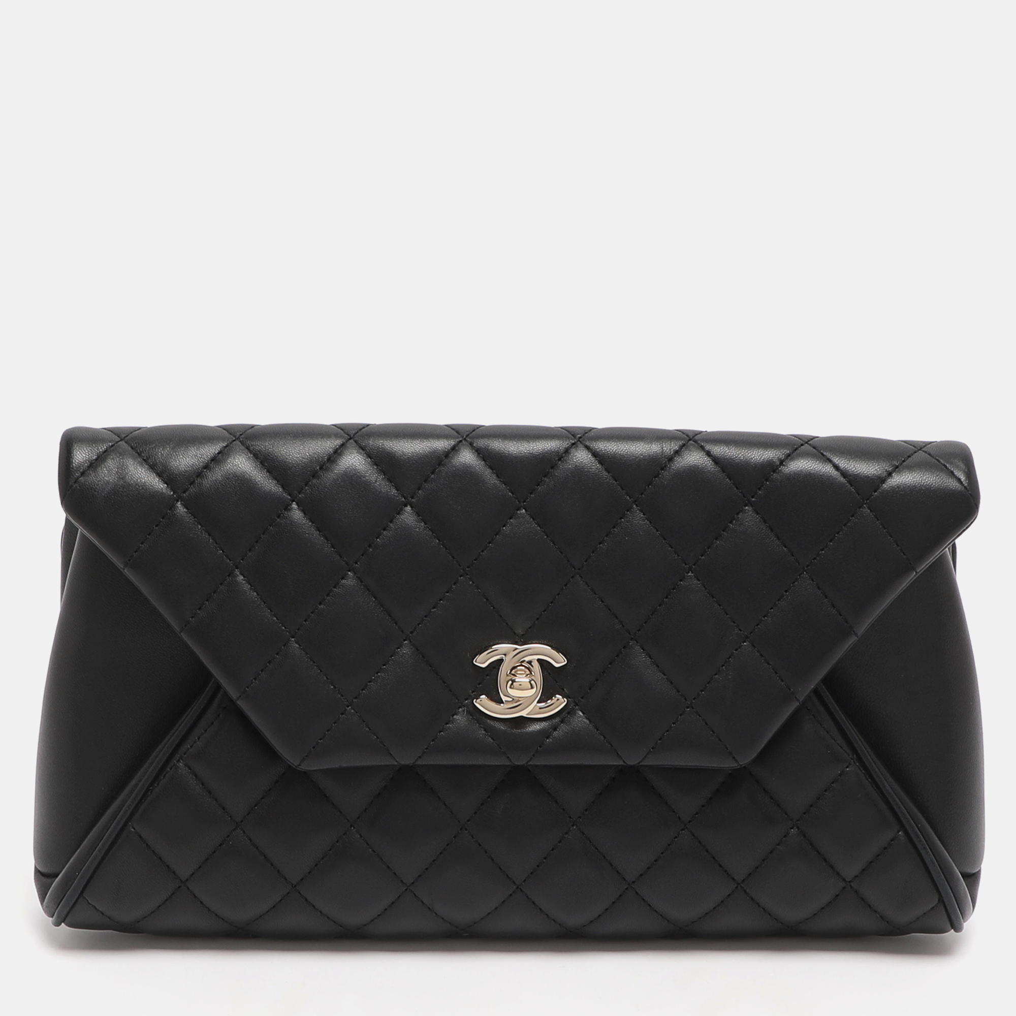 

Chanel Fold Over Black Quilted Leather Clutch