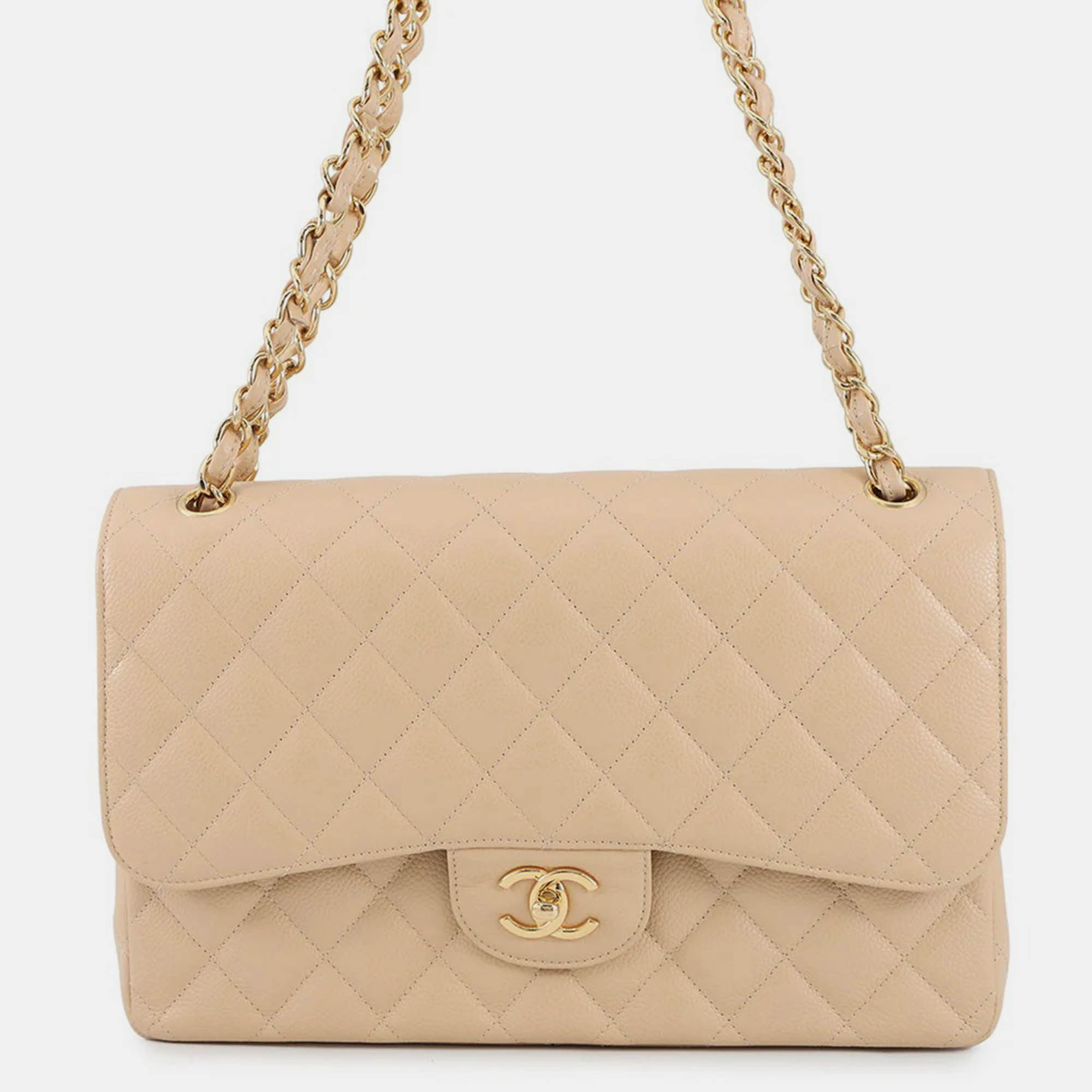 

Chanel Matelasse Chain shoulder Bag Beige Caviar Leather Size