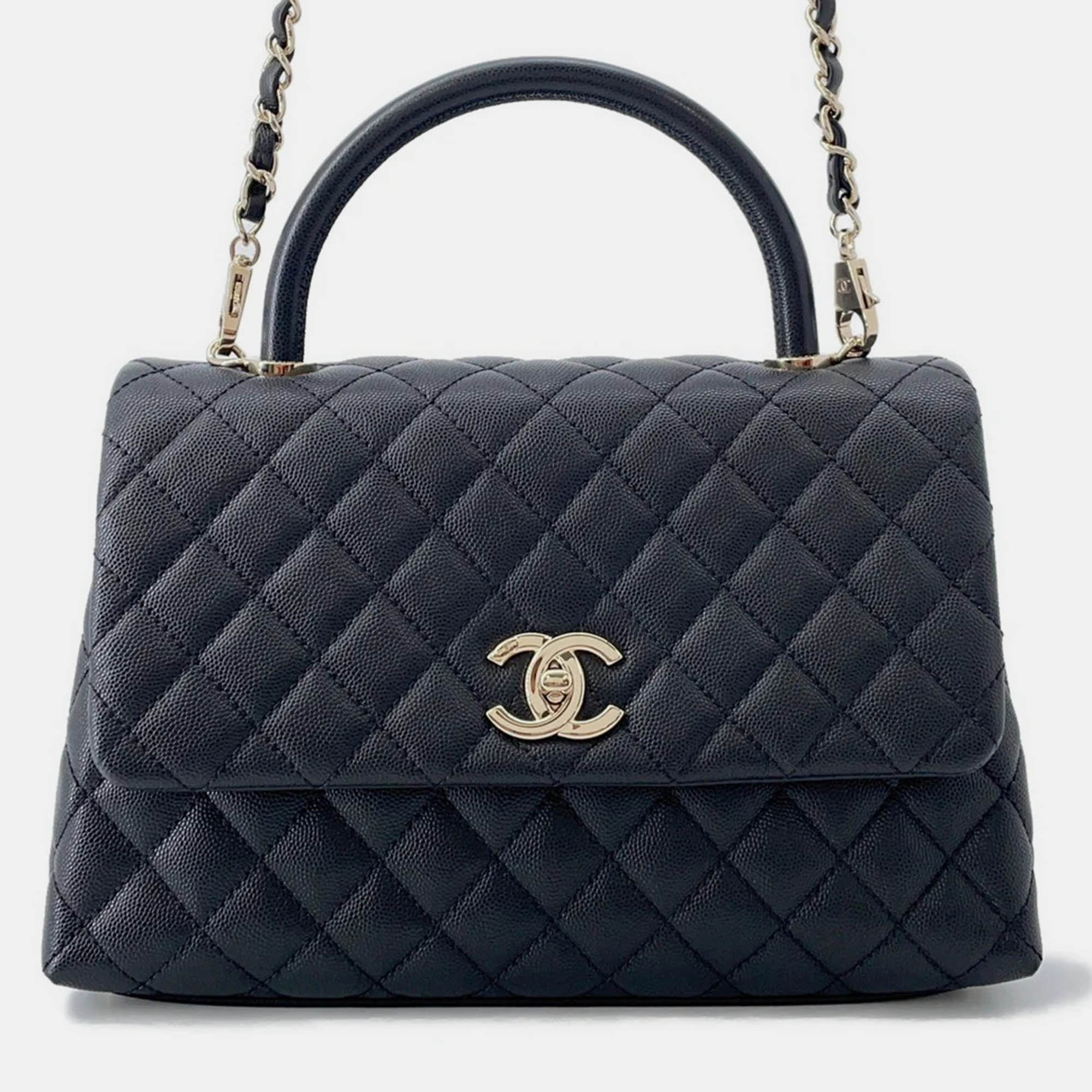 

Chanel Coco Handle 2Wayhandbag Black Caviar Leather Size