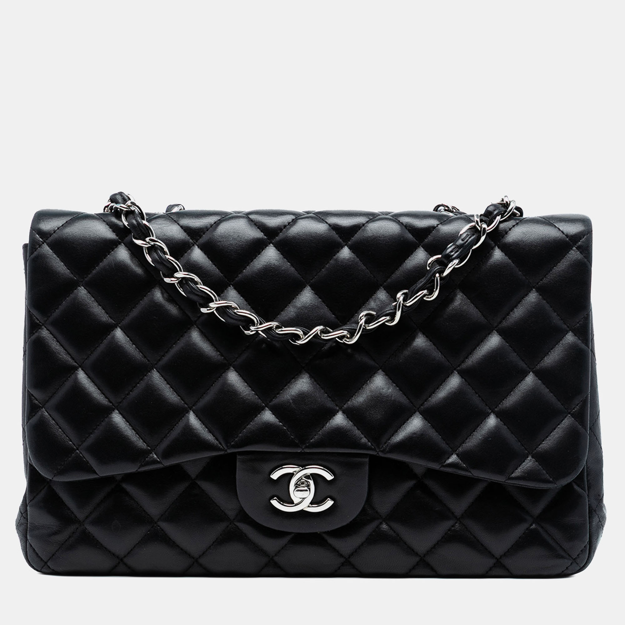 

Chanel Black Jumbo Classic Lambskin Single Flap