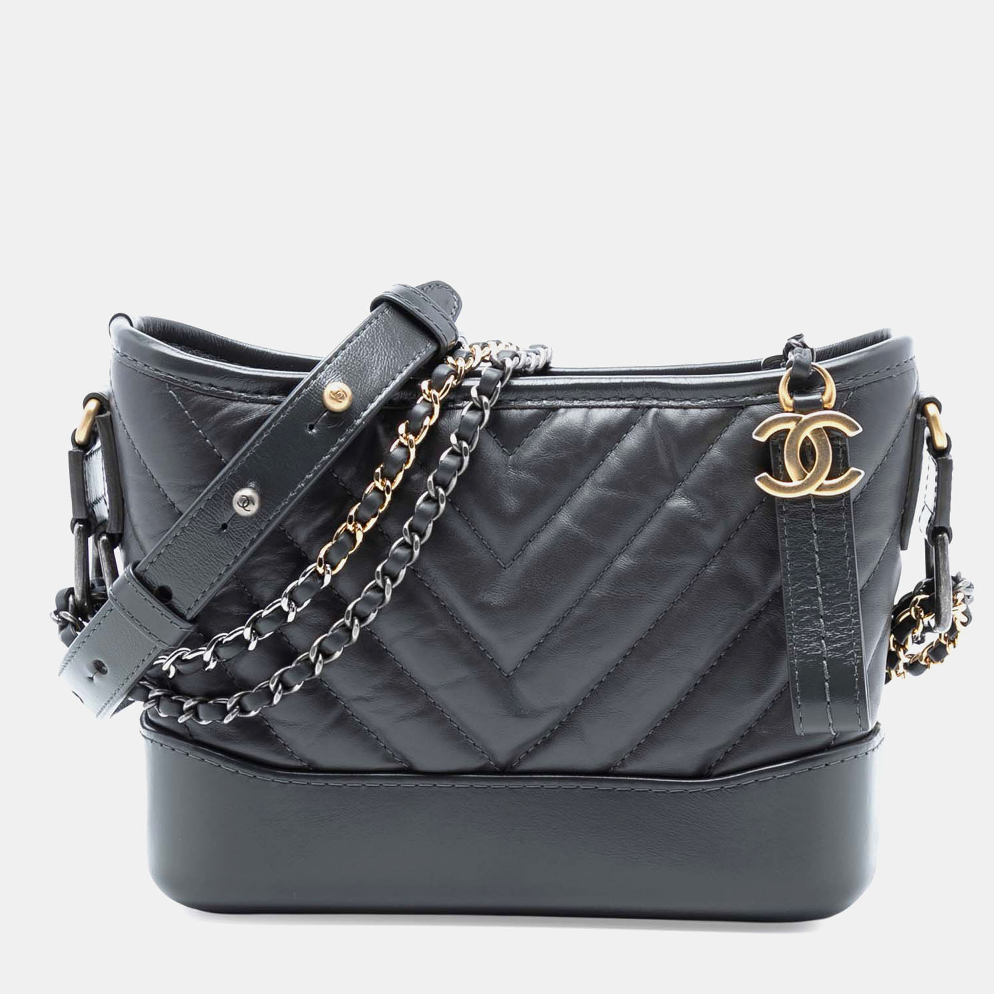 

Chanel Grey Small Chevron Aged Calfskin Gabrielle Hobo