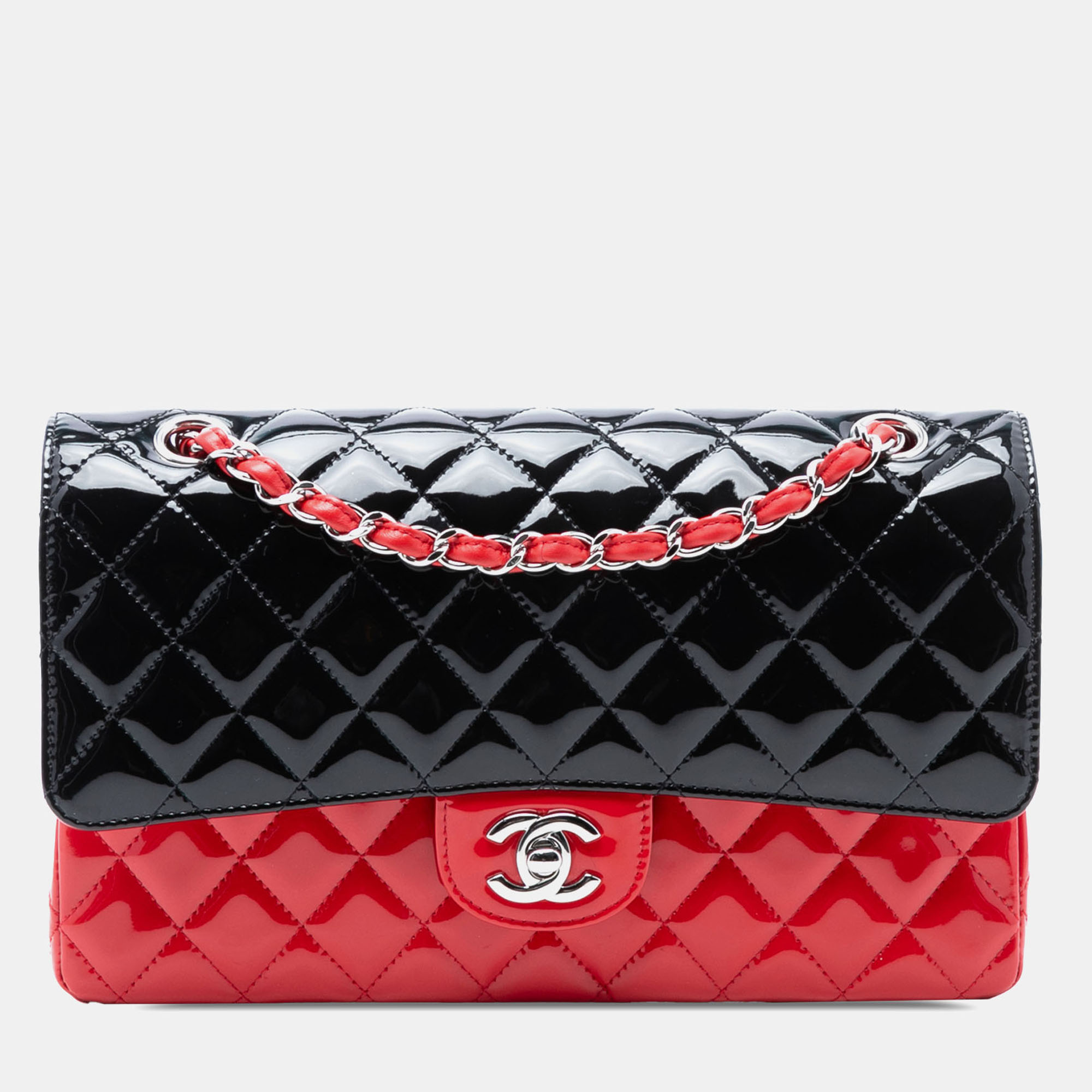 

Chanel Black Medium Classic Bicolor Patent Double Flap