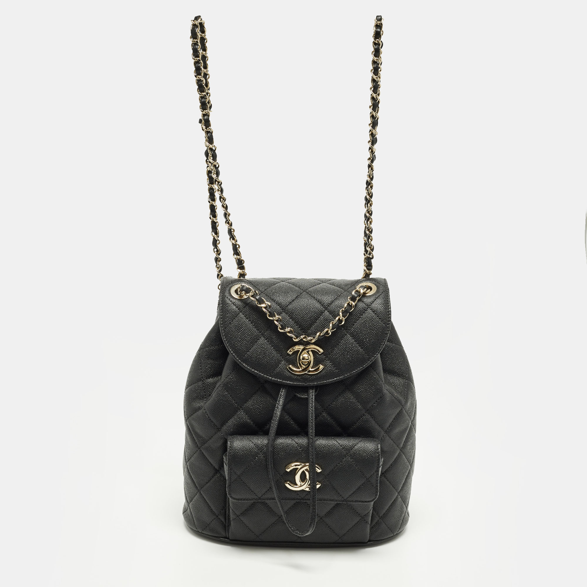 

Chanel Duma Black Caviar Quilted Leather Mini Backpack