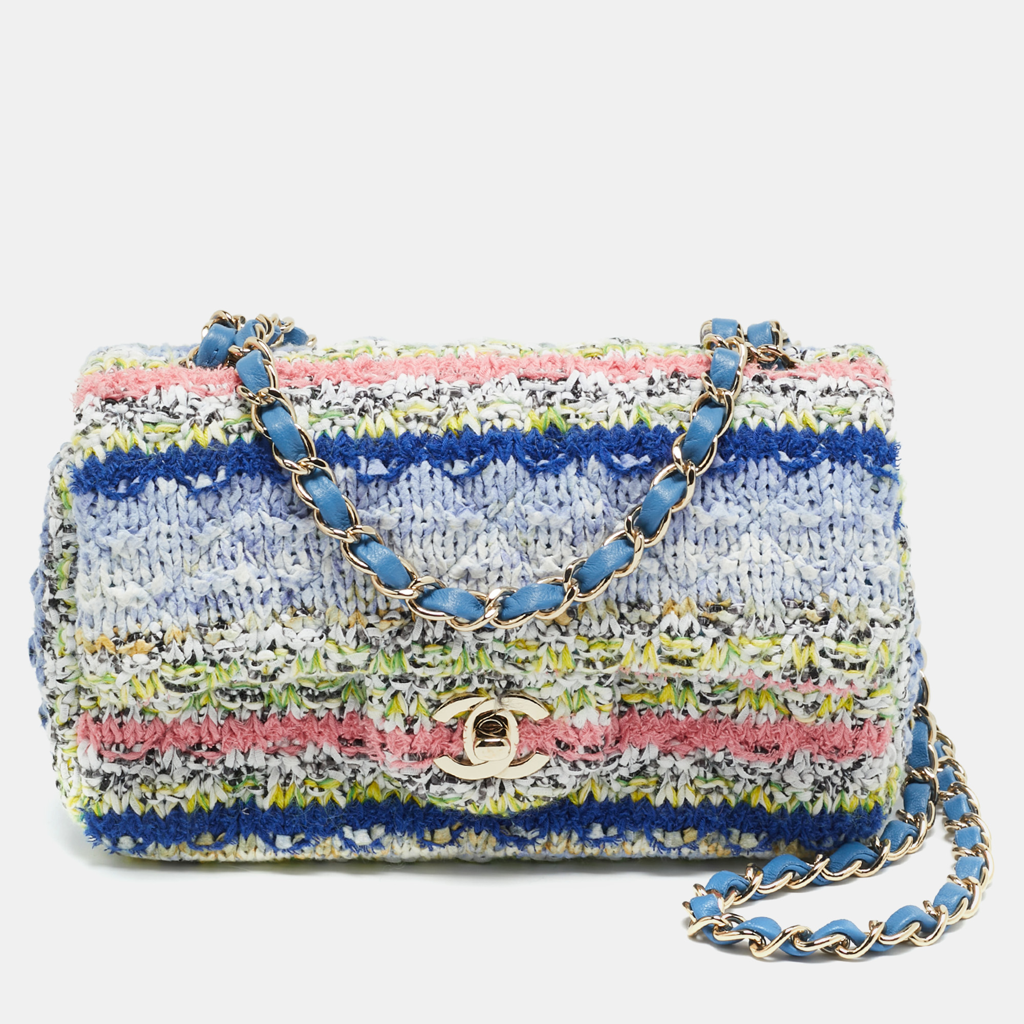 

Chanel Classic Single Mini Multicolor Quilted Tweed Flap Bag
