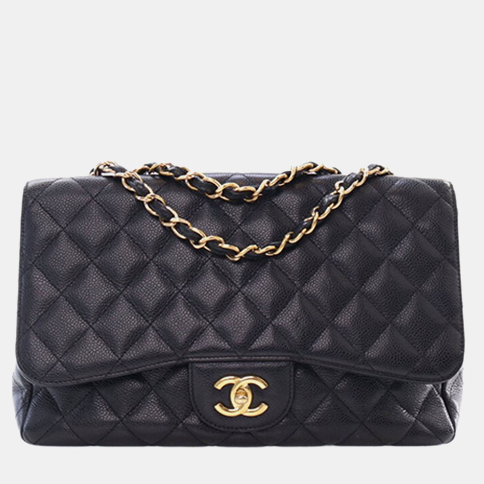 

Chanel Black Jumbo Classic Caviar Single Flap