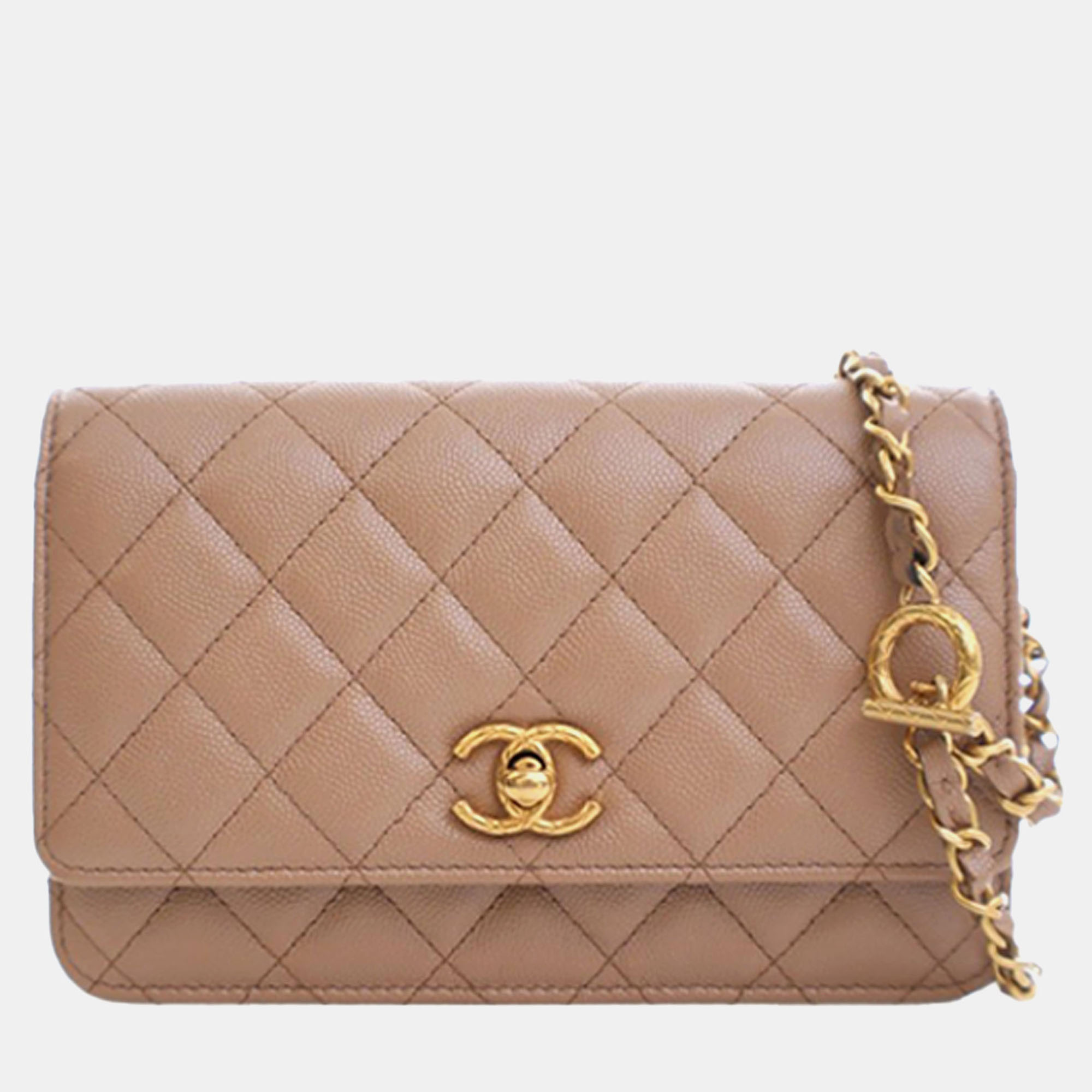

Chanel Brown CC Quilted Caviar Wallet on Chain