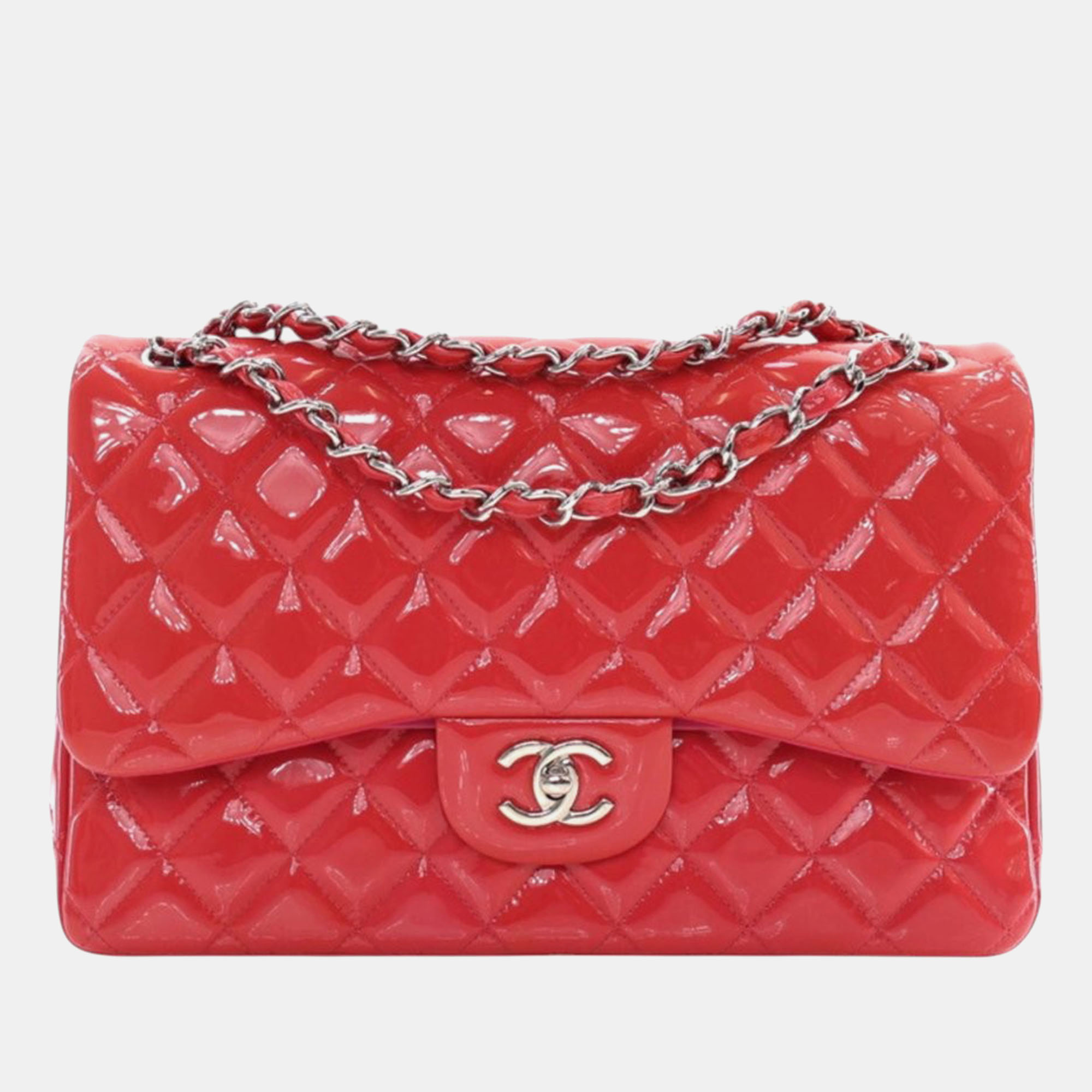 

Chanel Pink Jumbo Classic Patent Double Flap